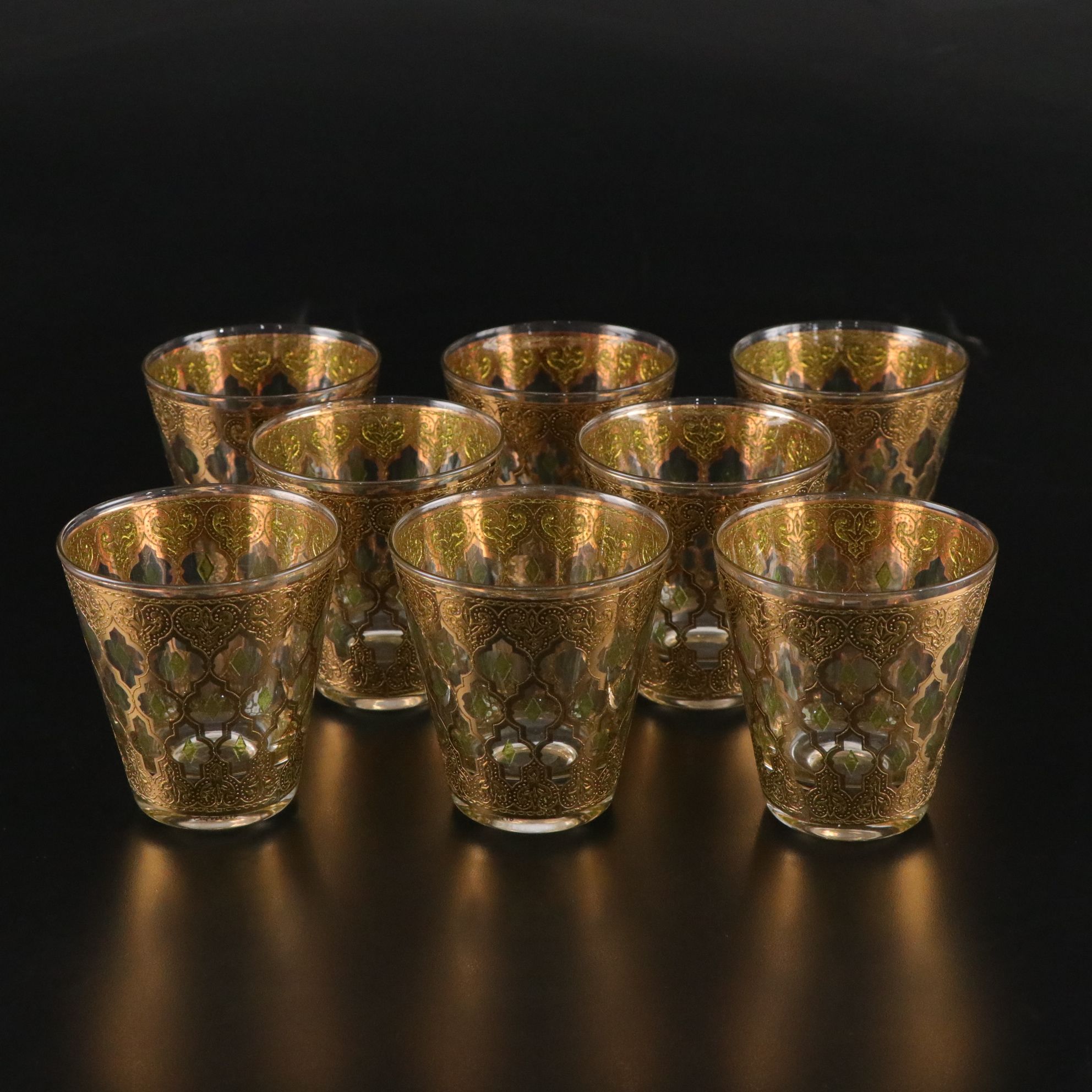 Culver "Valencia" Pitcher and Set of Flared Double Old Fashioned Glasses, 1960s