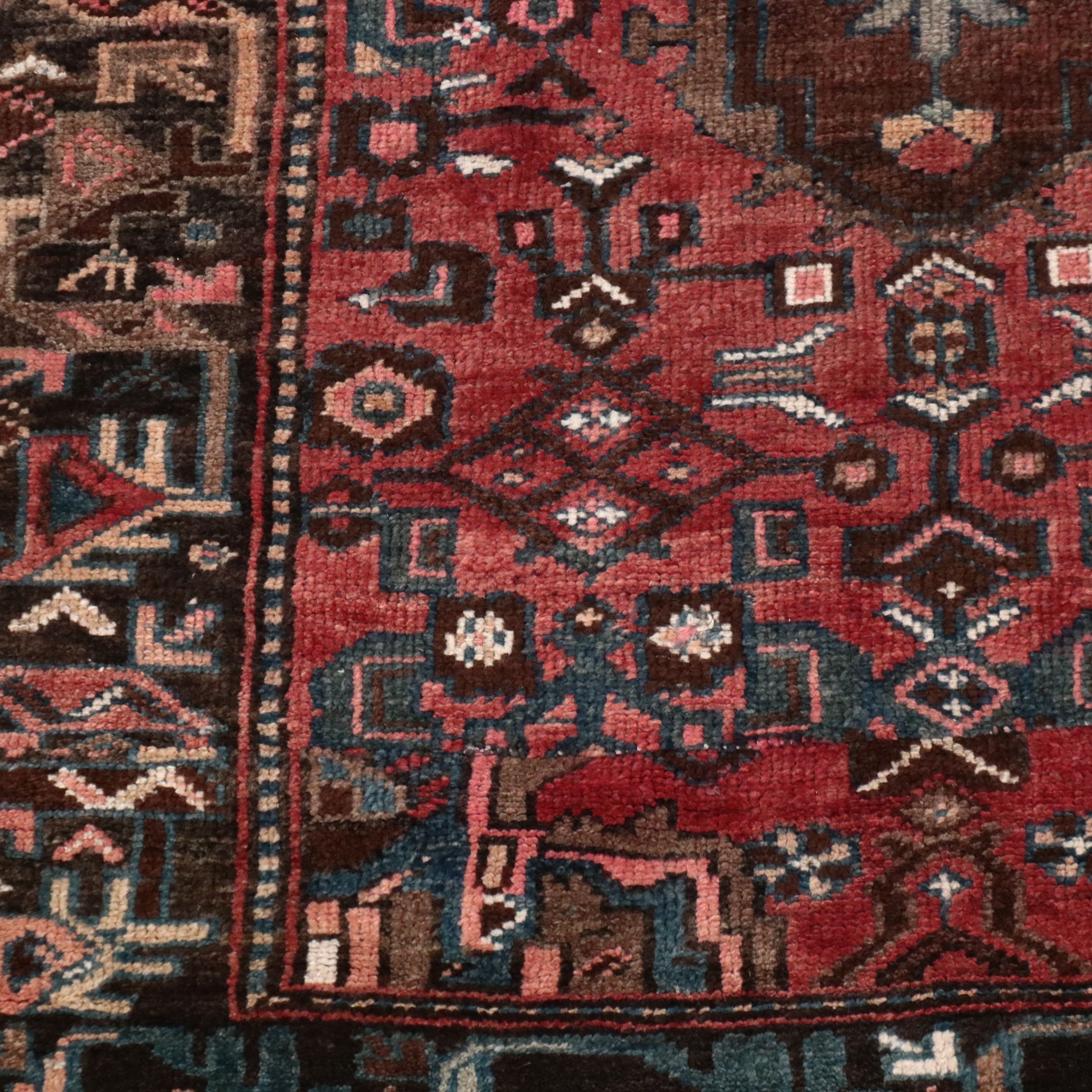 4'2 x 8'1 Hand-Knotted Persian Hamadan Area Rug