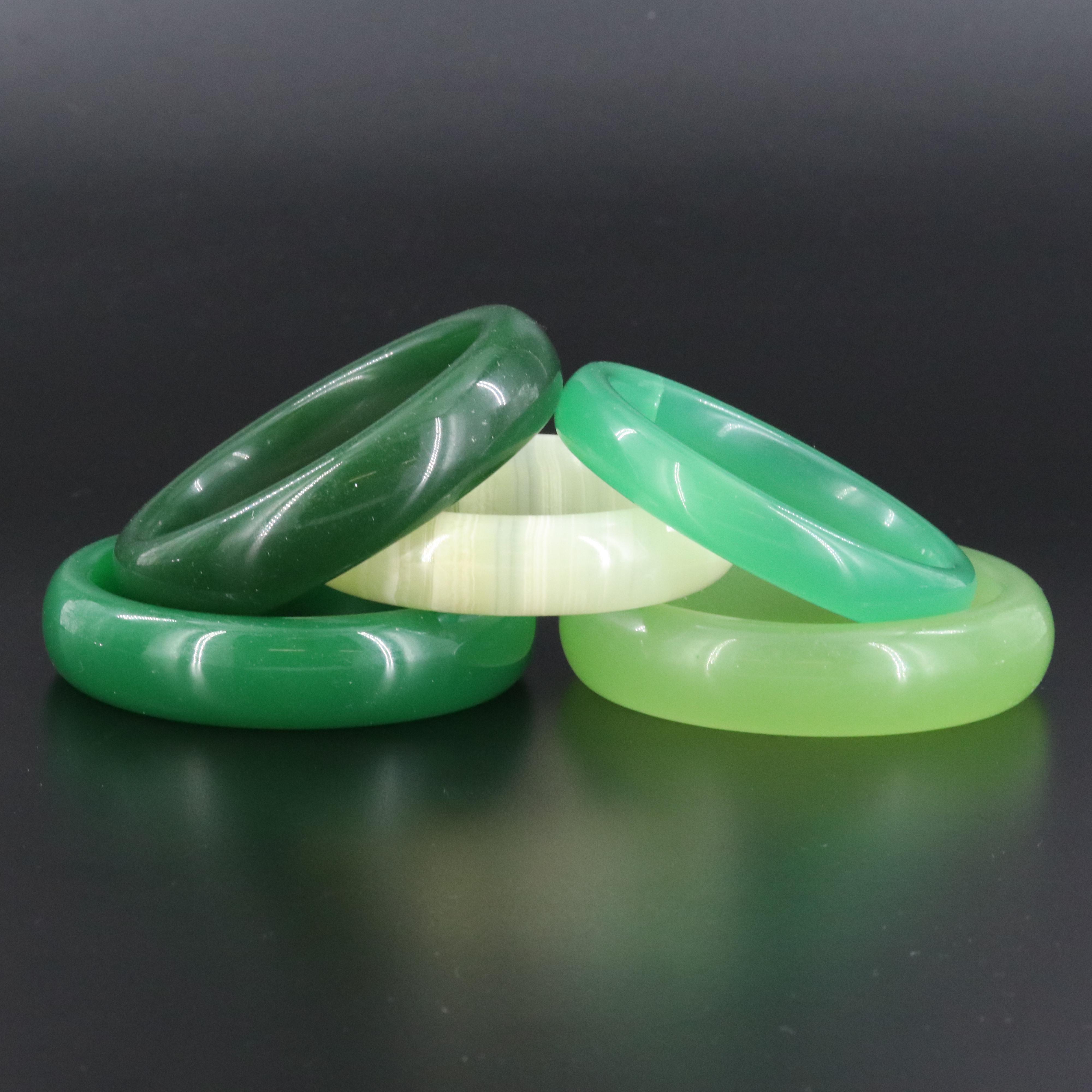 Calcite and Glass Bangle Bracelets