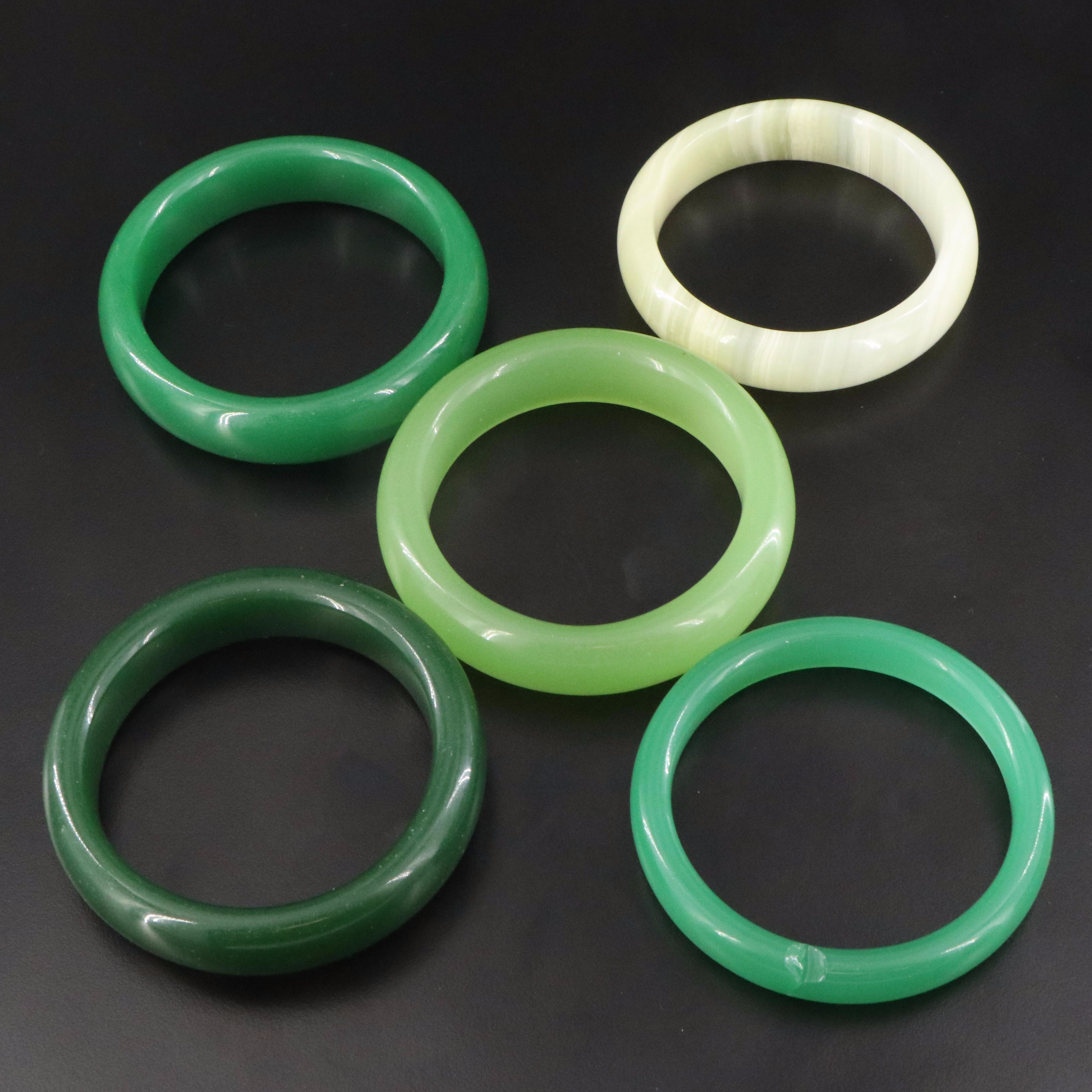 Calcite and Glass Bangle Bracelets