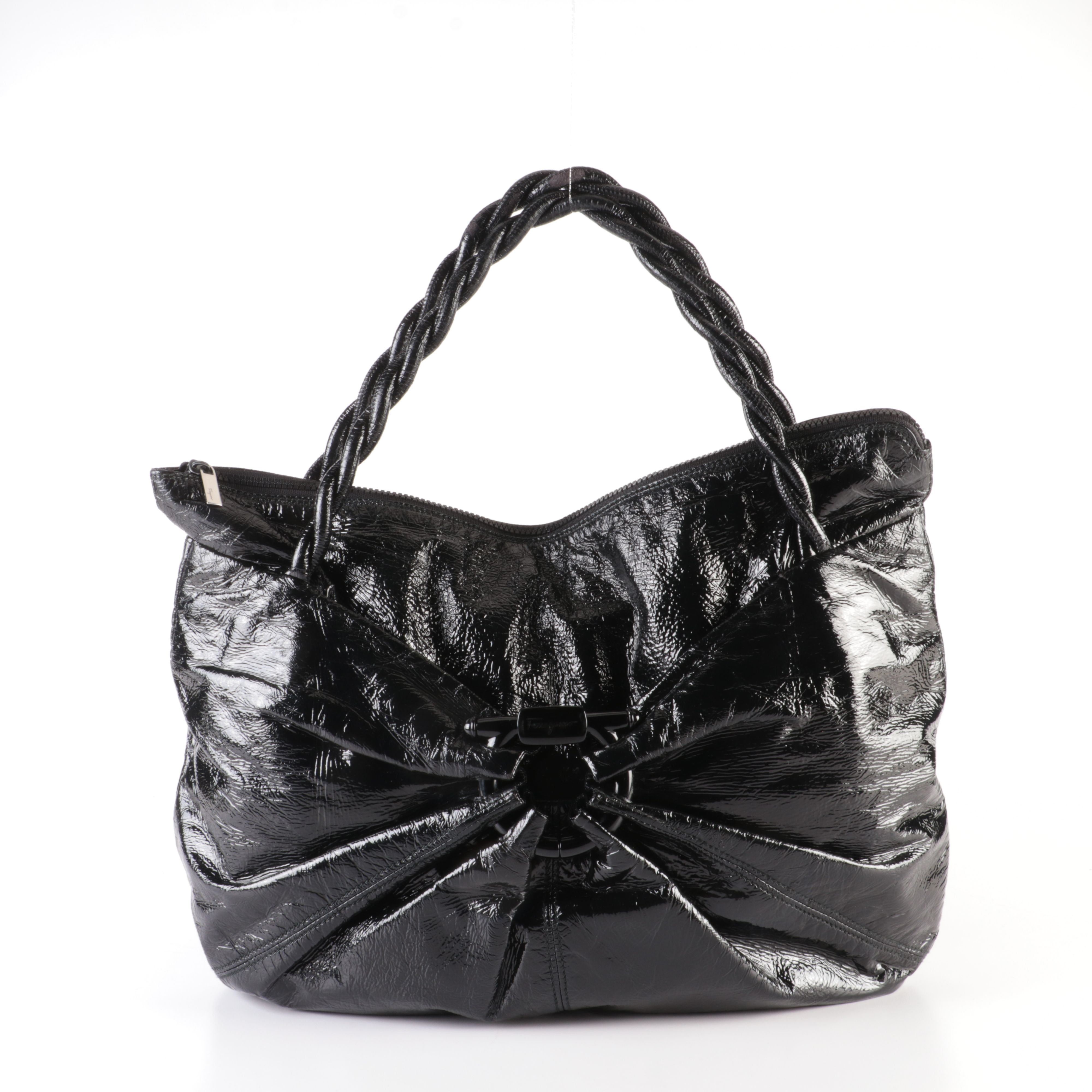 Salvatore Ferragamo Gancini Top Handle Bag in Patent Leather