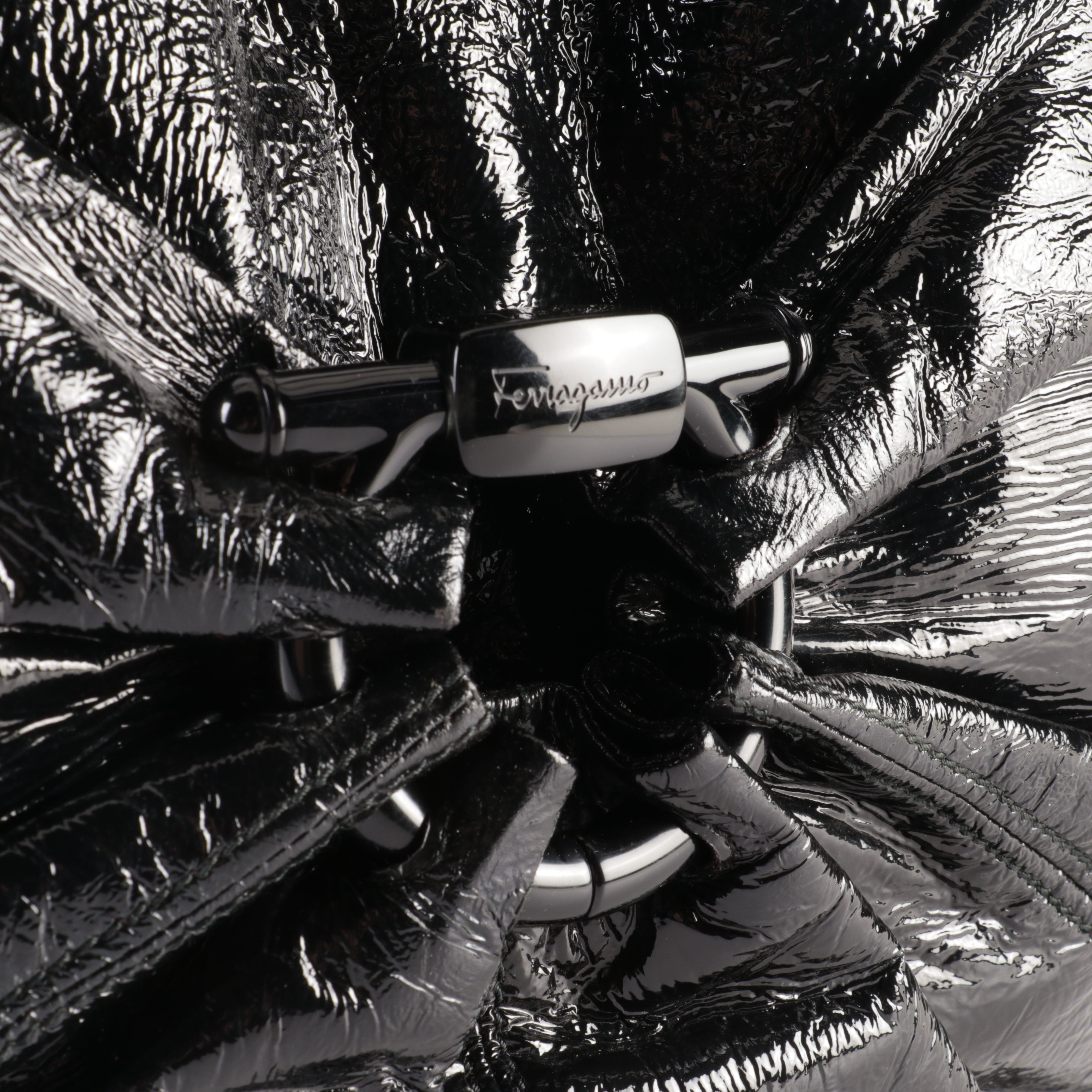 Salvatore Ferragamo Gancini Top Handle Bag in Patent Leather