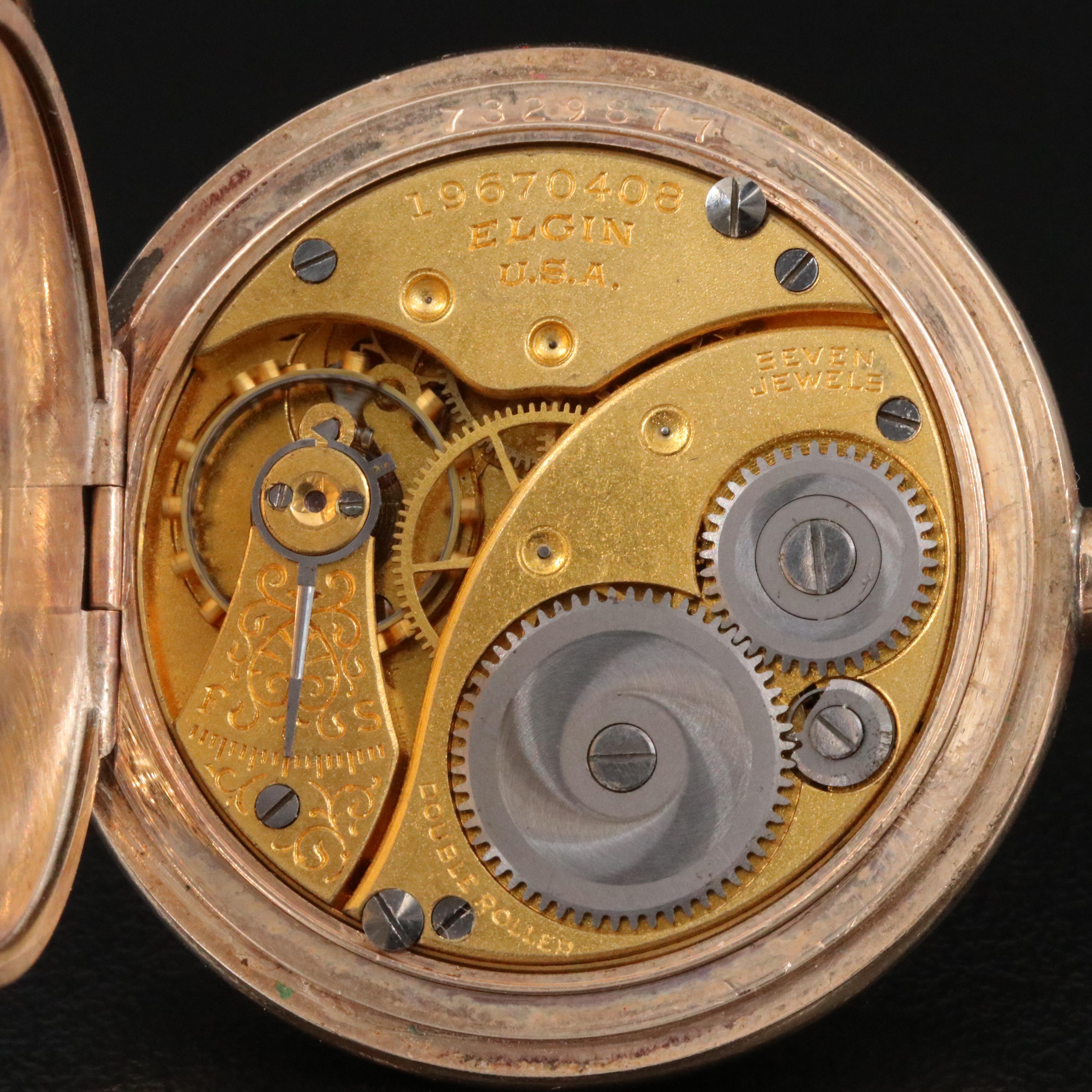 Elgin Gold-Filled Ornate Pocket Watch # 7329877