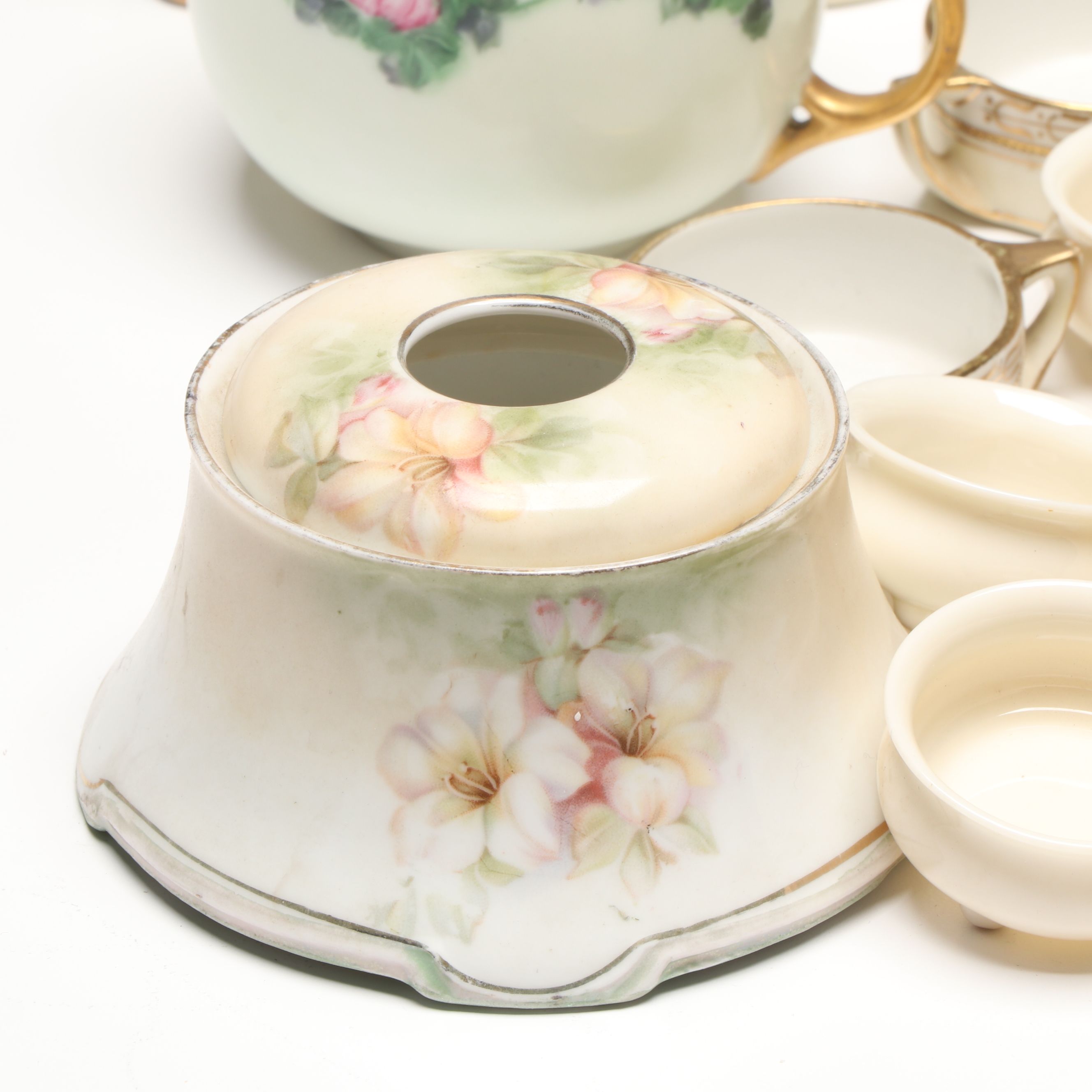 Belleek and Japanese Salt Cellars with Other Vintage Ceramic Table Accessories