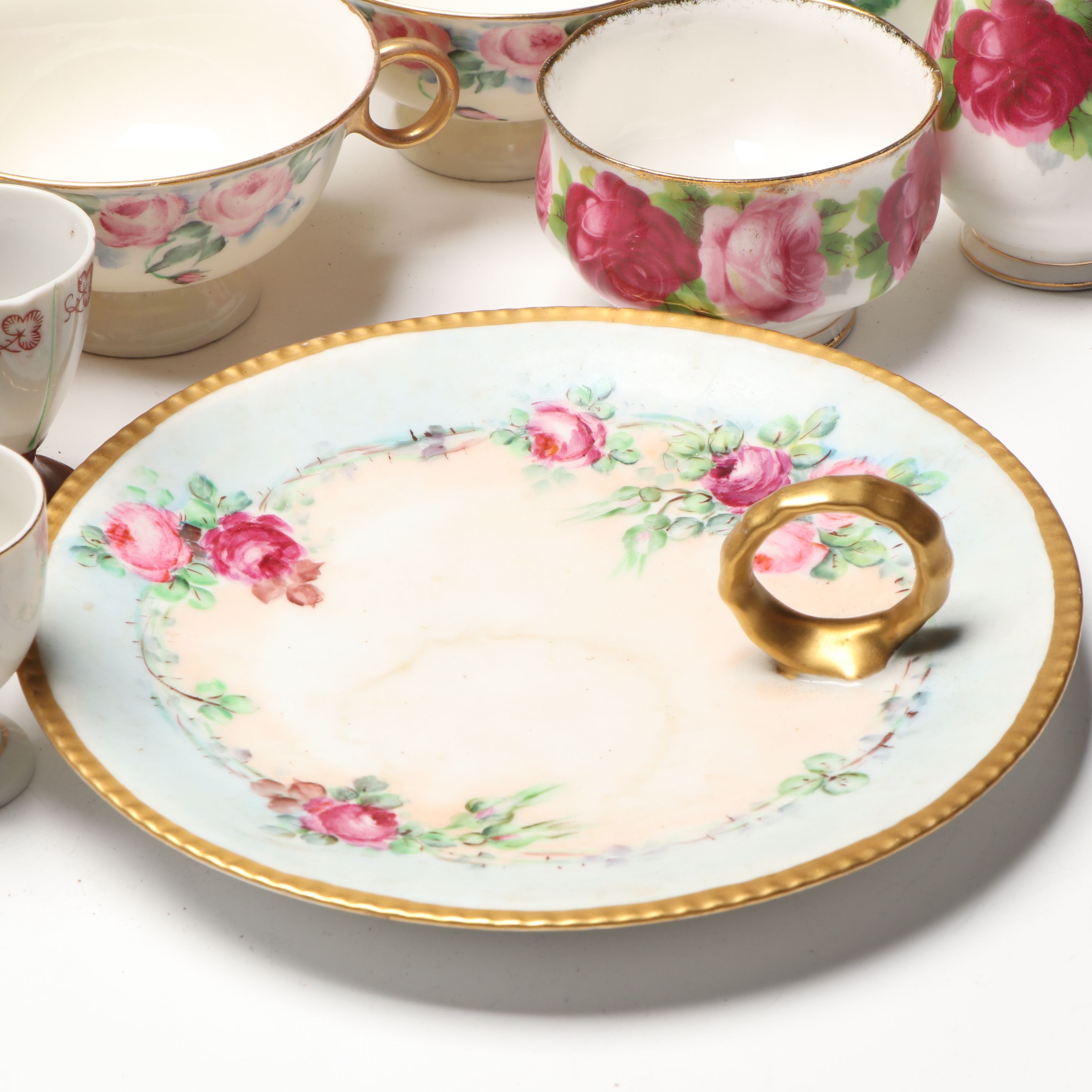 Belleek and Japanese Salt Cellars with Other Vintage Ceramic Table Accessories