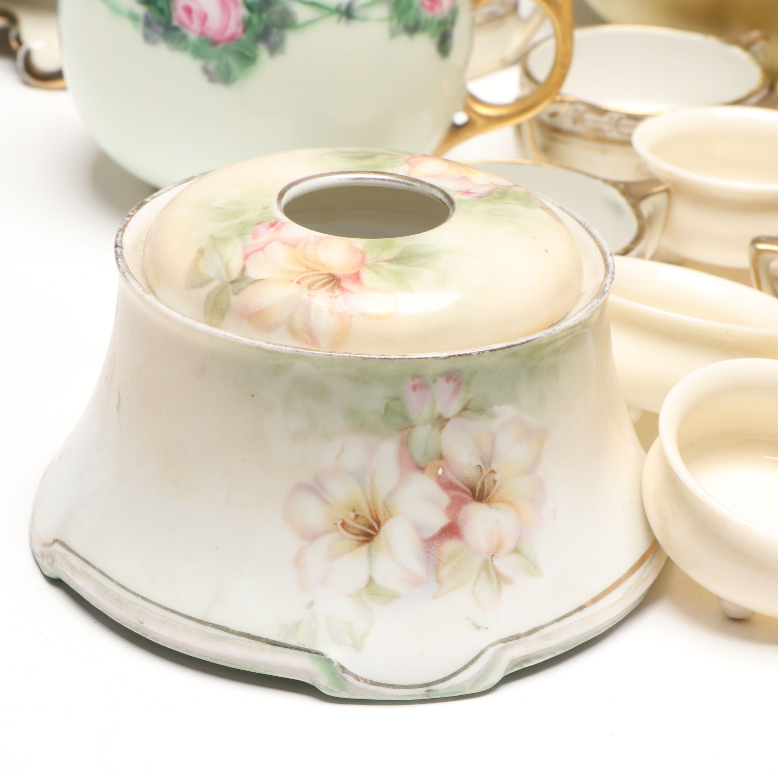 Belleek and Japanese Salt Cellars with Other Vintage Ceramic Table Accessories