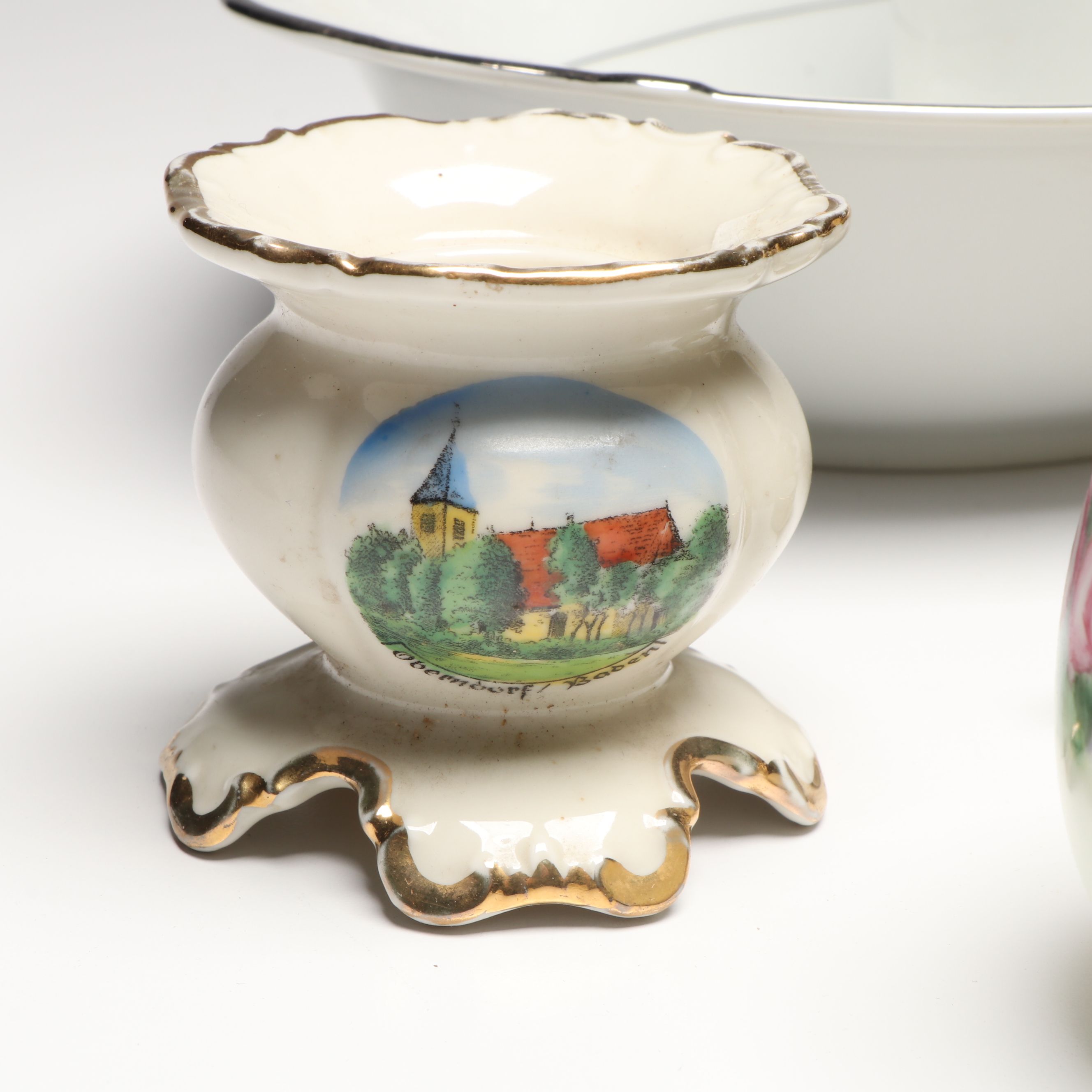 Belleek and Japanese Salt Cellars with Other Vintage Ceramic Table Accessories
