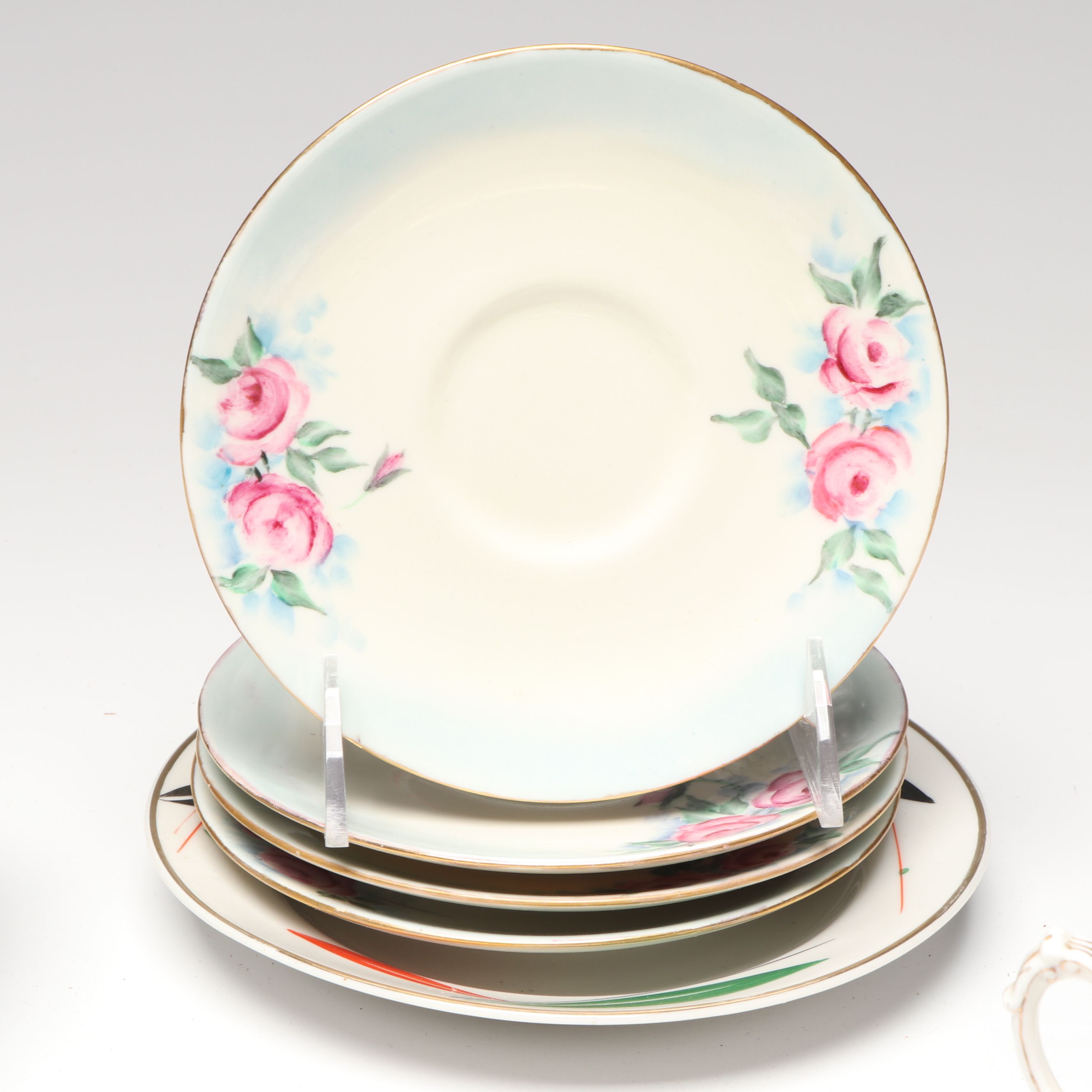 Belleek and Japanese Salt Cellars with Other Vintage Ceramic Table Accessories