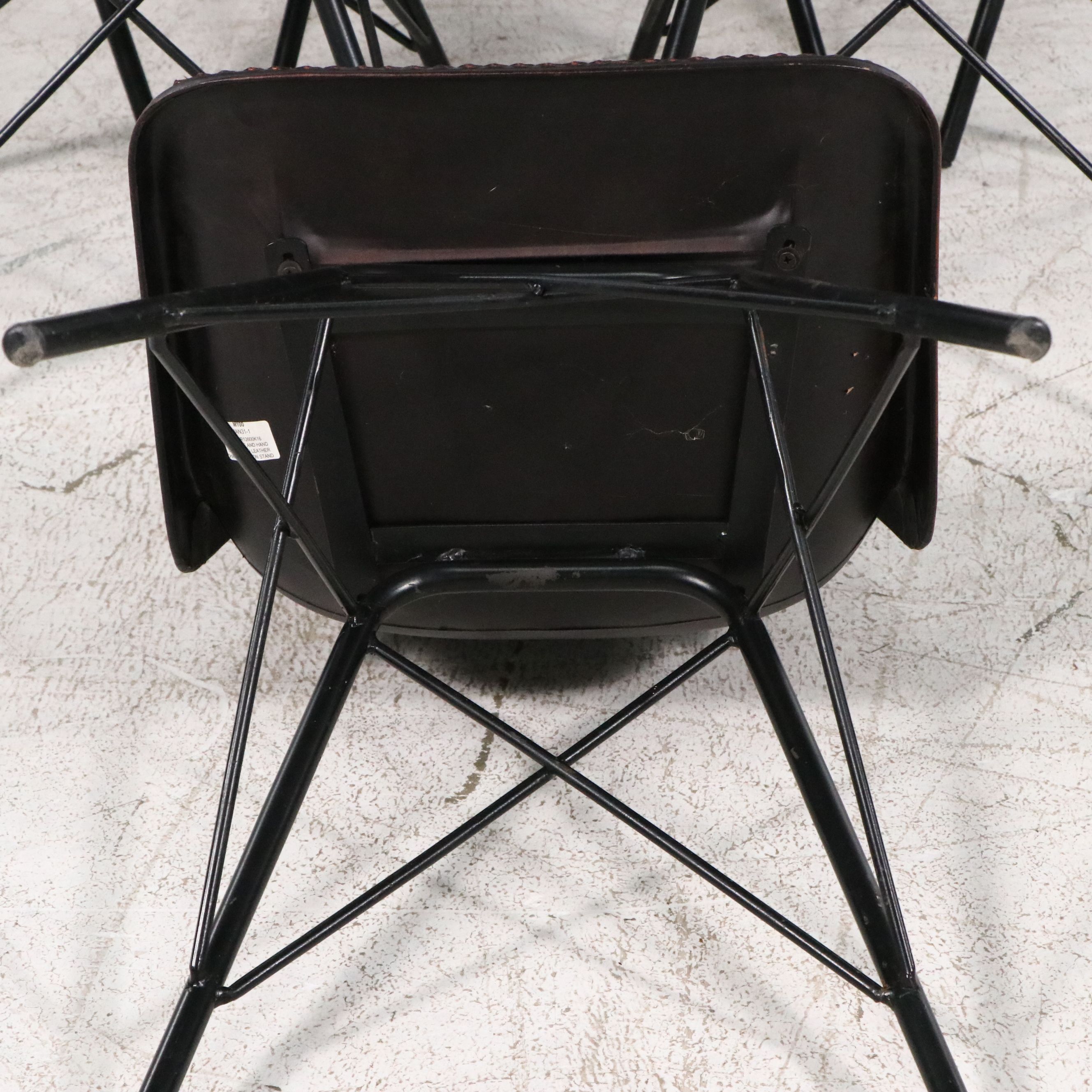 Set of Six Contemporary Leather Upholstered Shell Dining Chairs