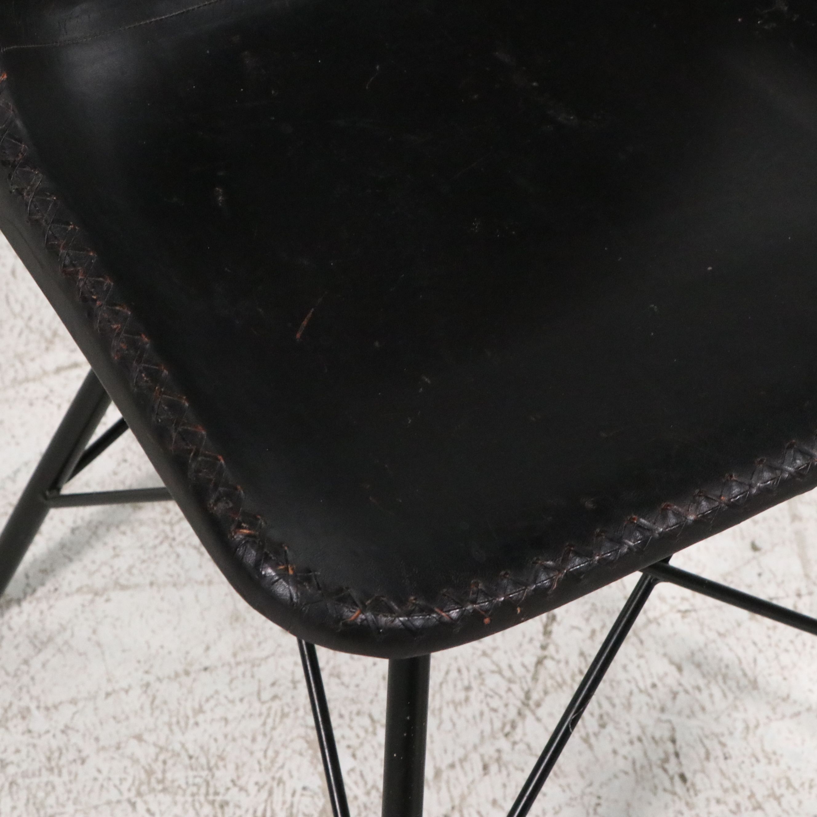 Set of Six Contemporary Leather Upholstered Shell Dining Chairs