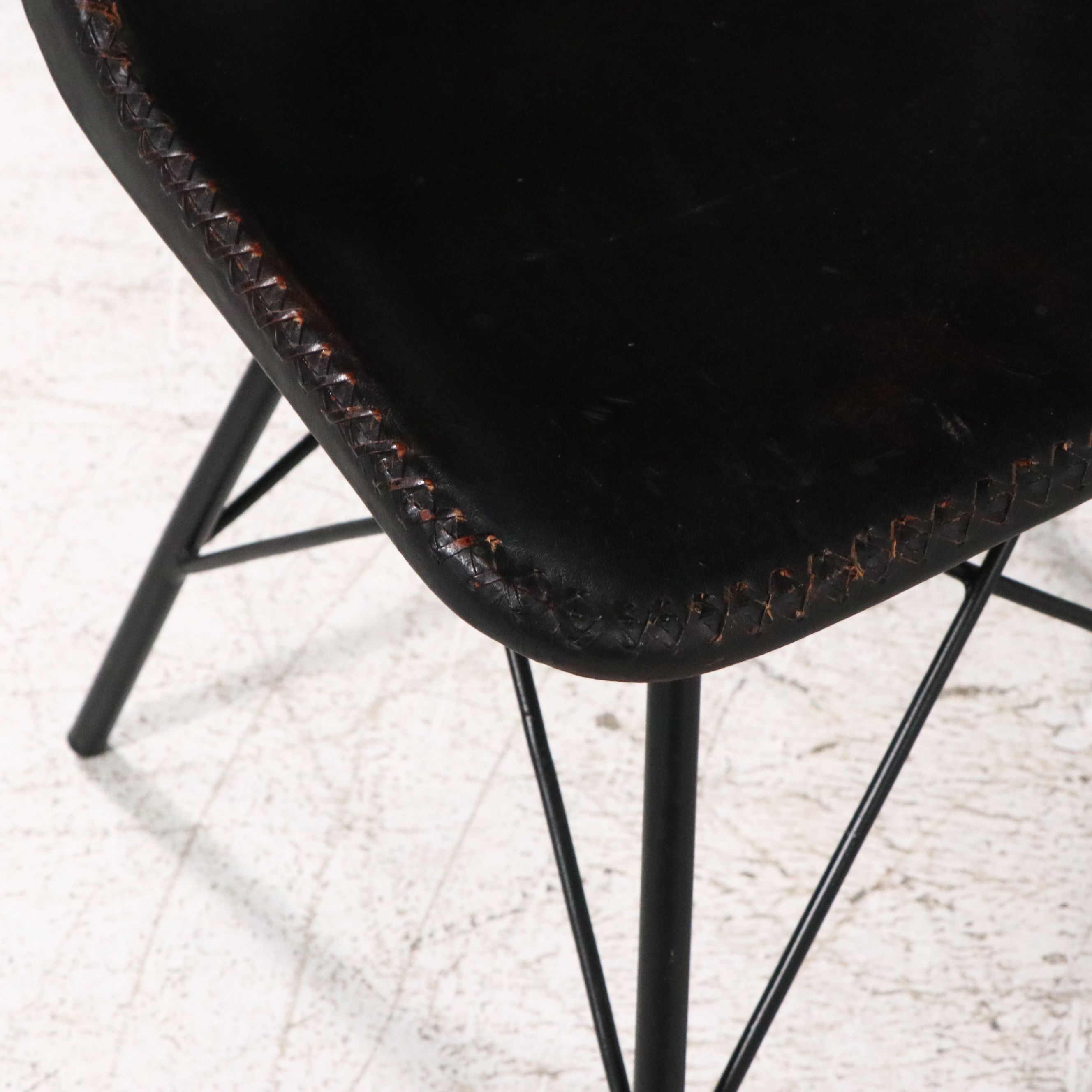 Set of Six Contemporary Leather Upholstered Shell Dining Chairs