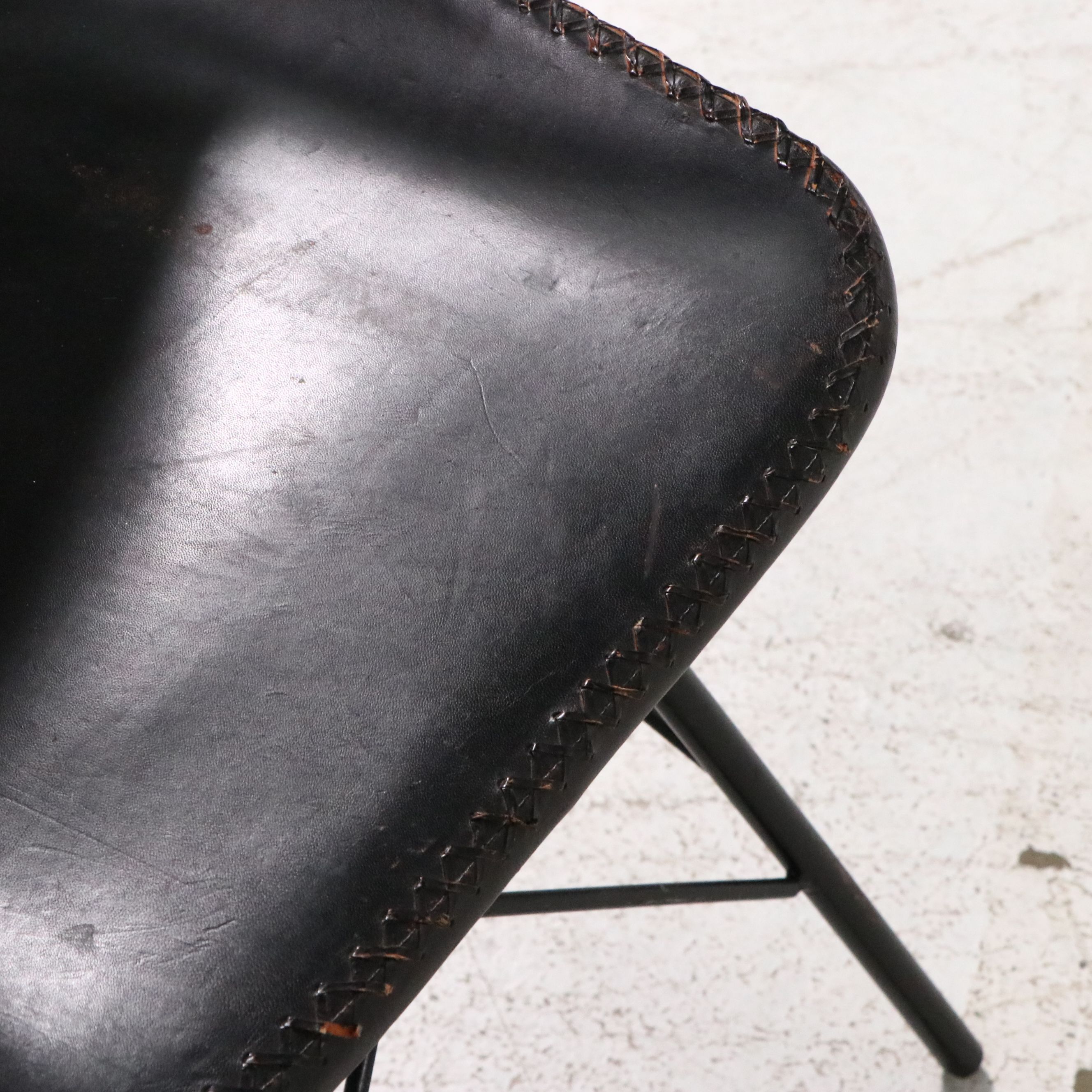 Set of Six Contemporary Leather Upholstered Shell Dining Chairs