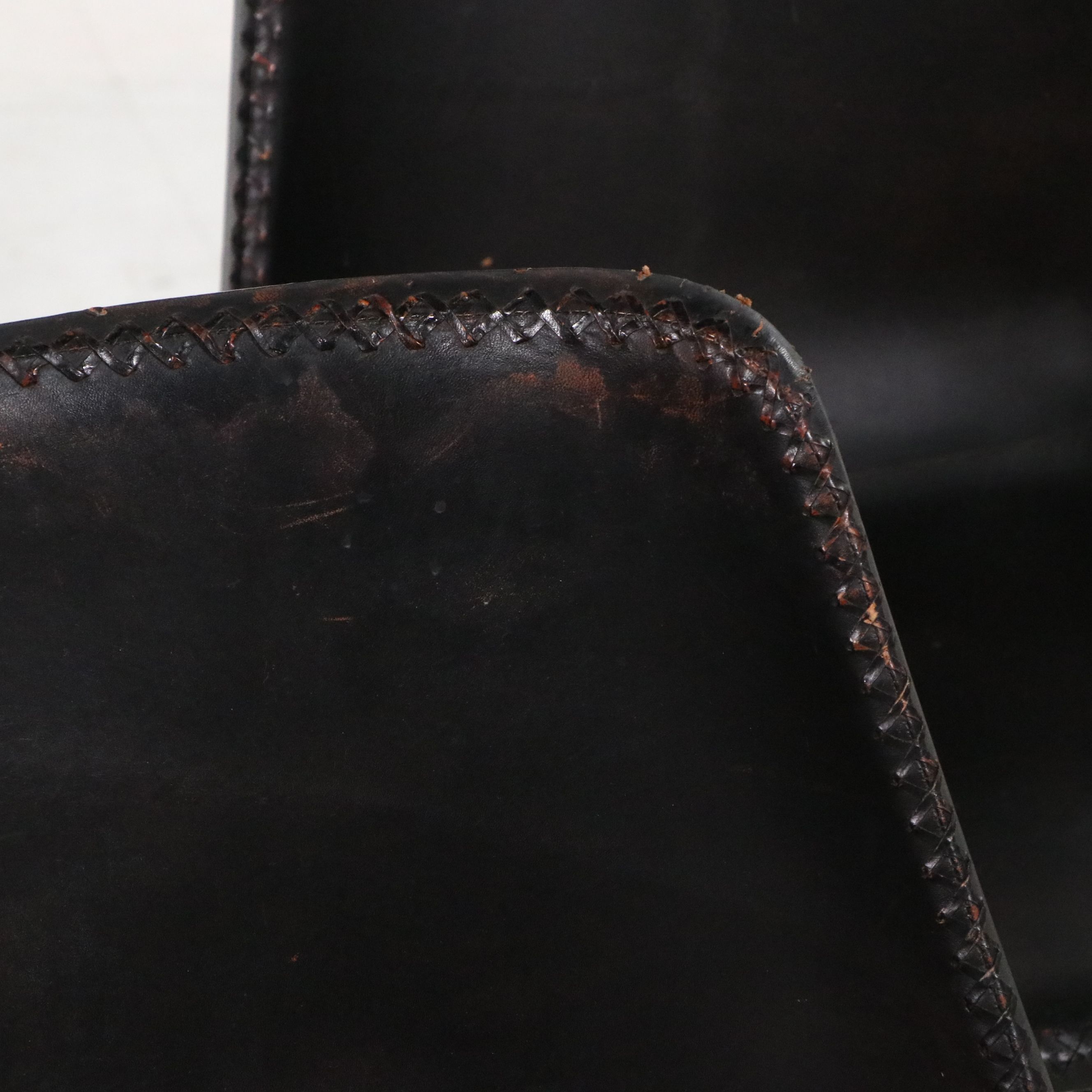 Set of Six Contemporary Leather Upholstered Shell Dining Chairs