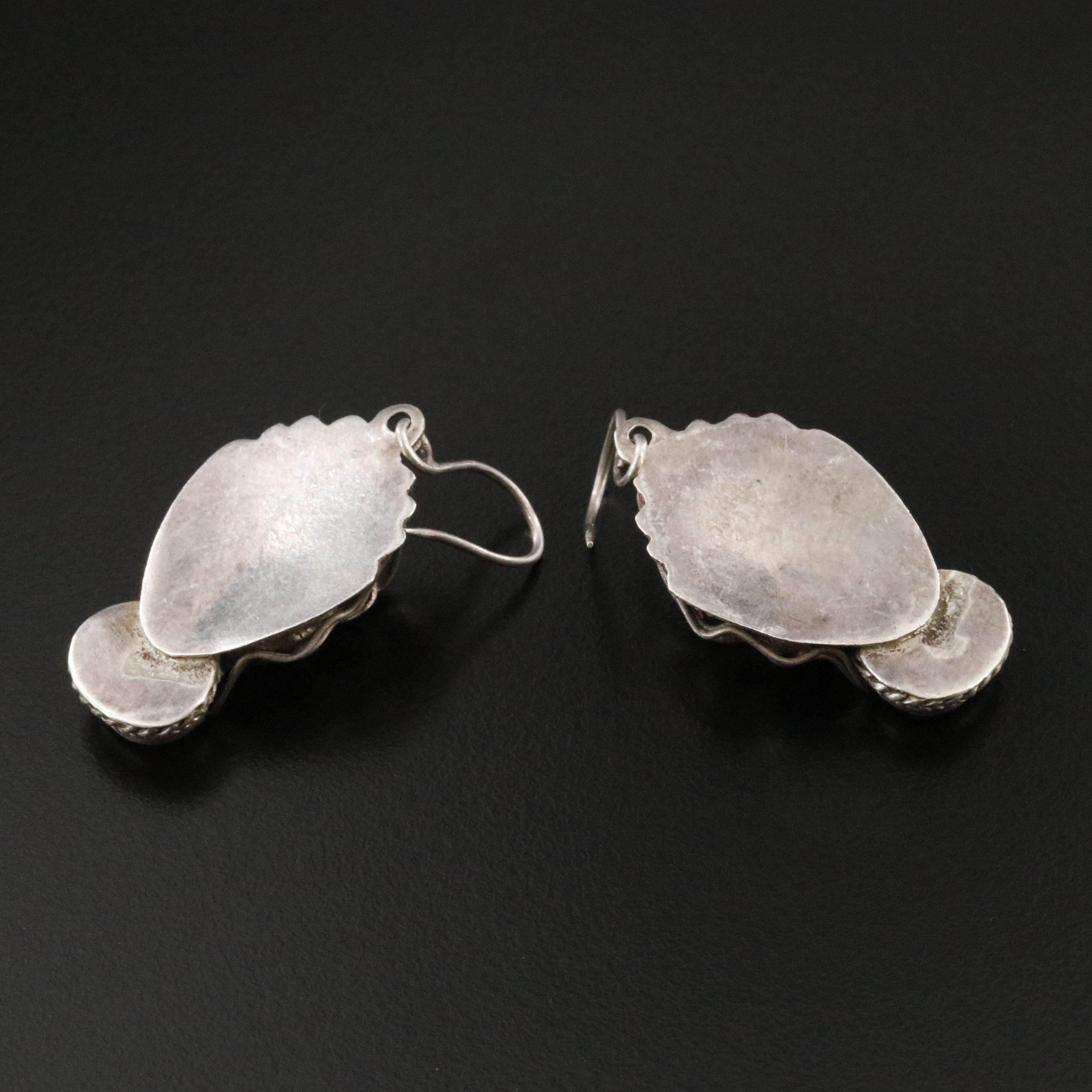 Sterling Faux Turquoise Dragon Drop Earrings