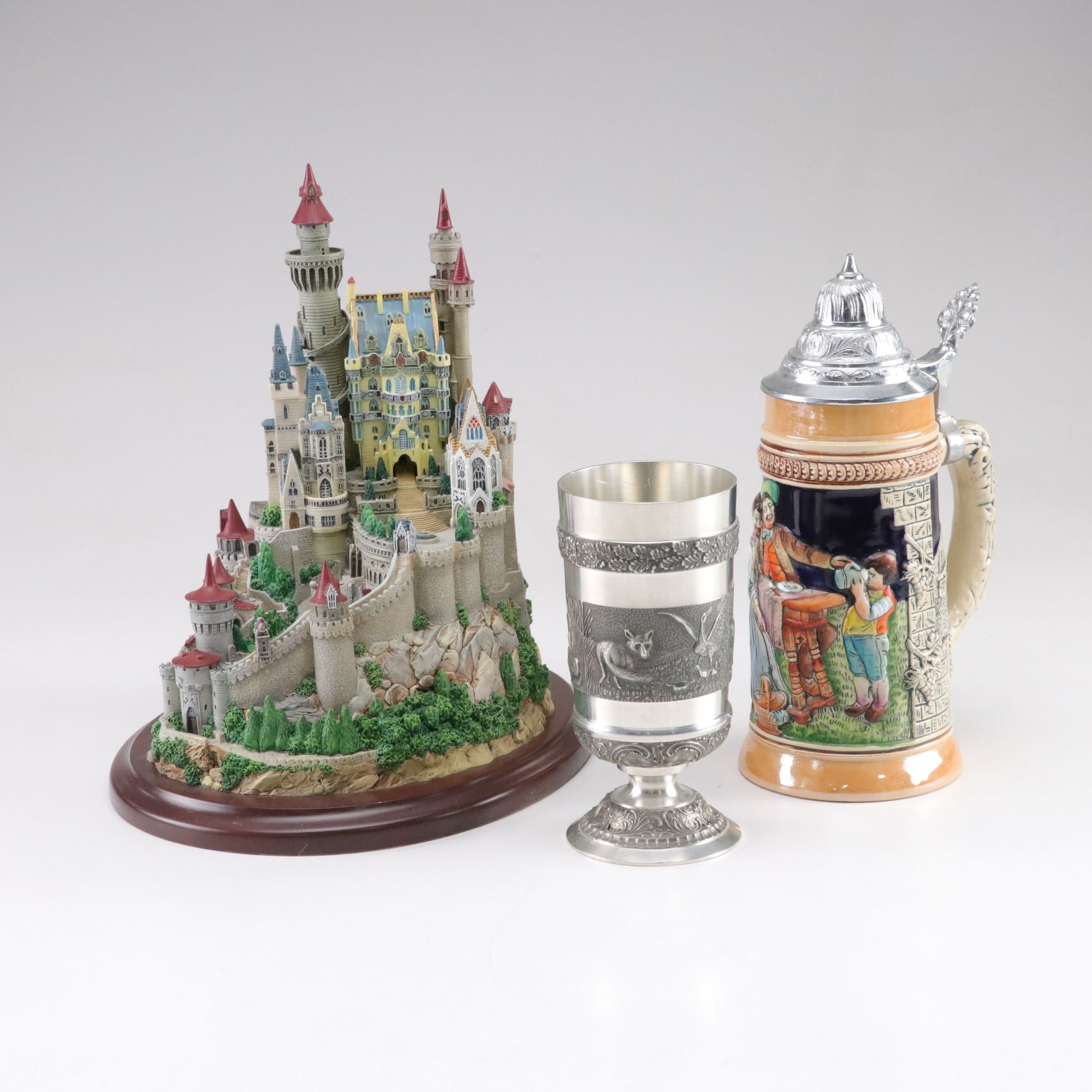 Lenox "Falkenstein" Castle with German Beer Stein and Pewter Goblet