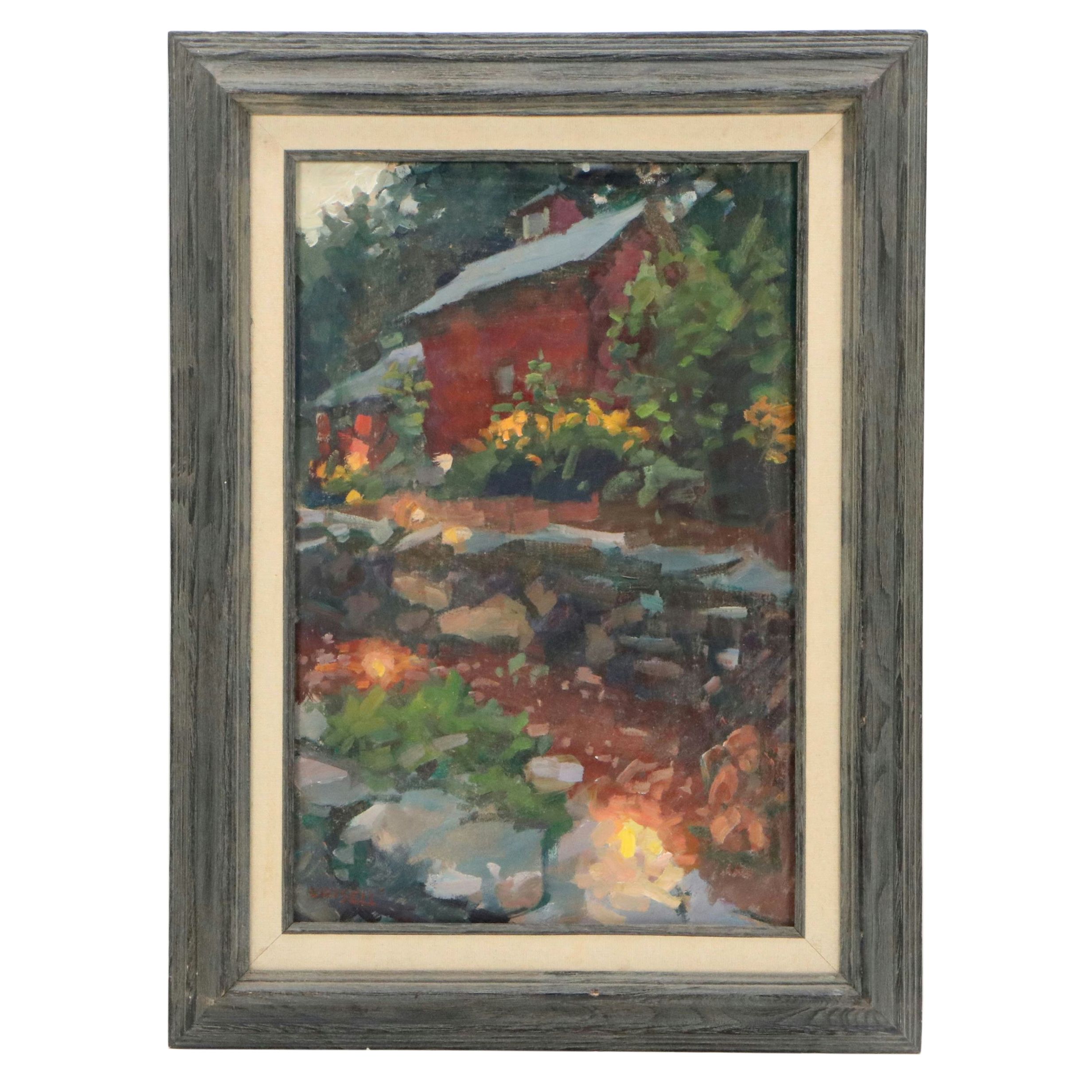 Susan Grisell Landscape Oil Painting of Nocturne Cottage Scene