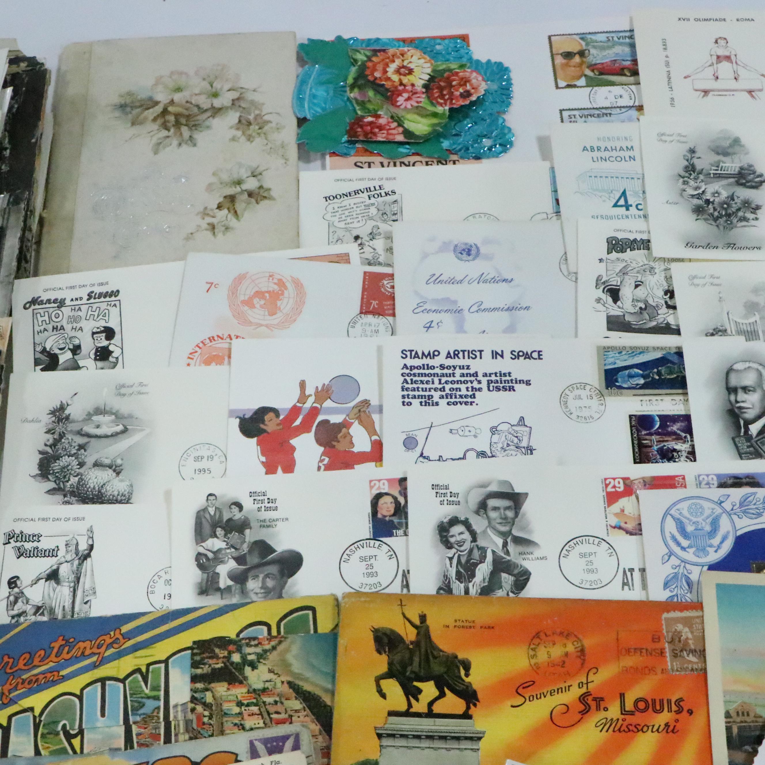 Cincinnati and Other Vintage Postcards with Photos, Stamps and Other Ephemera