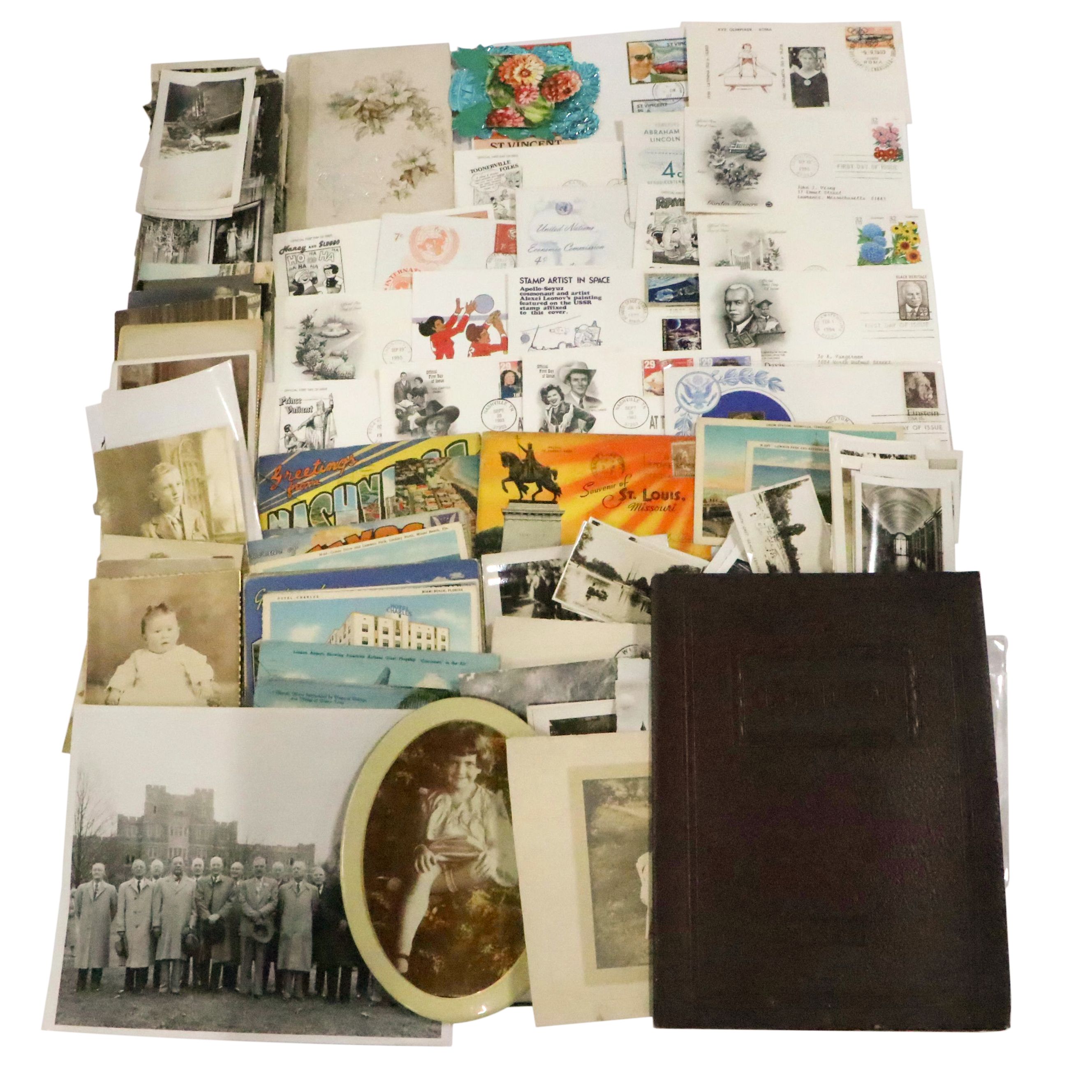 Cincinnati and Other Vintage Postcards with Photos, Stamps and Other Ephemera