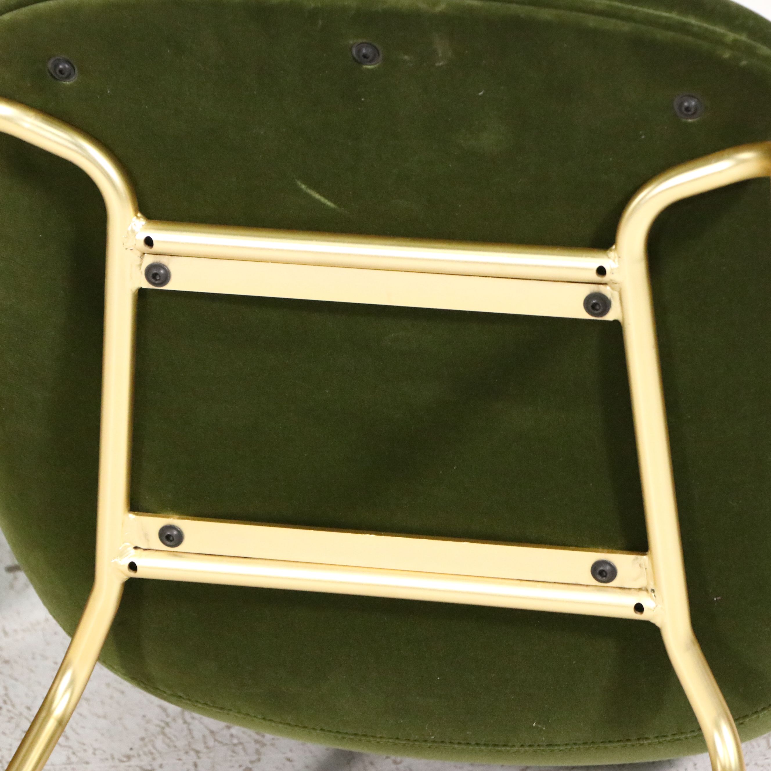 Set of Four Gubi "Beetle" Green Velvet Upholstered Dining Chairs