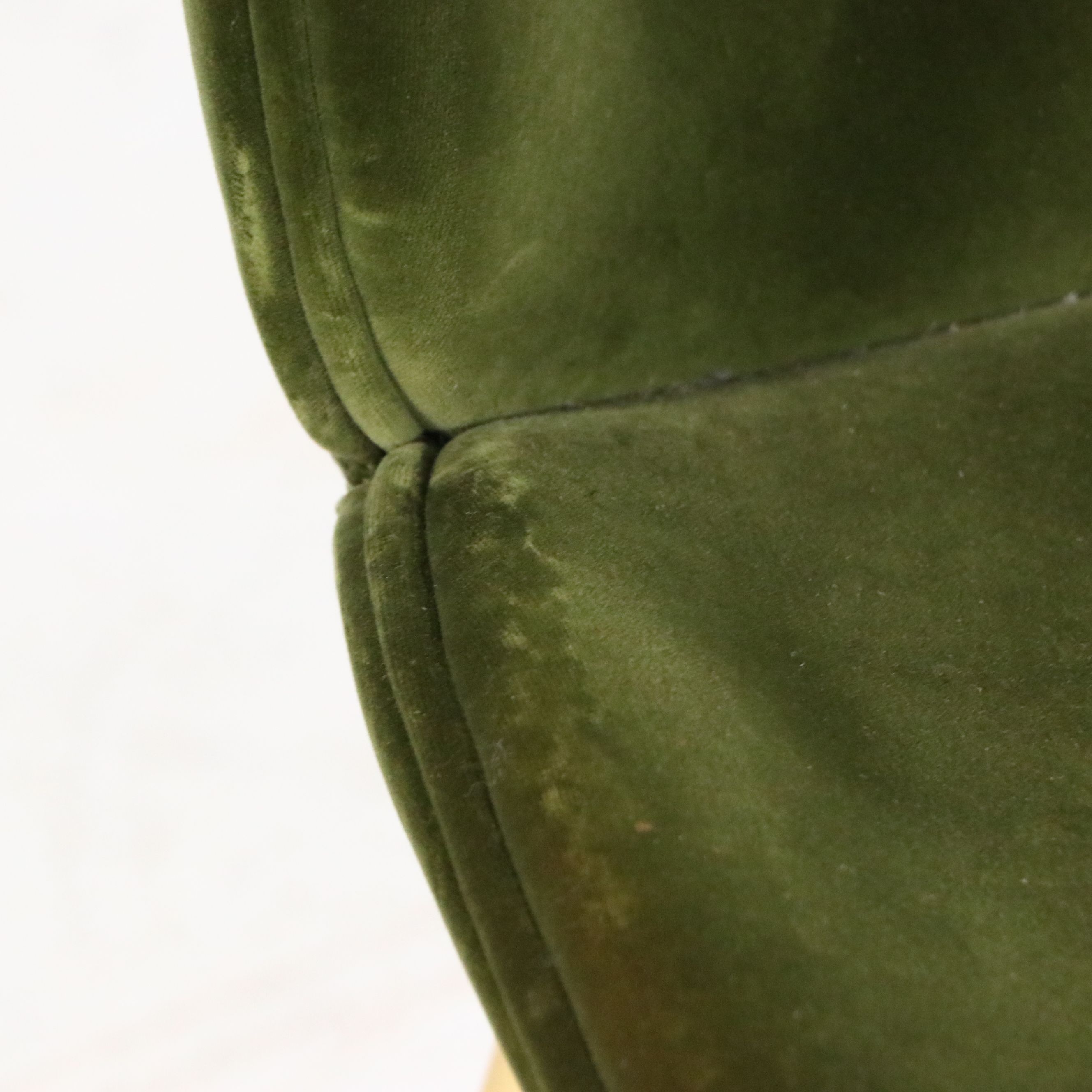 Set of Four Gubi "Beetle" Green Velvet Upholstered Dining Chairs