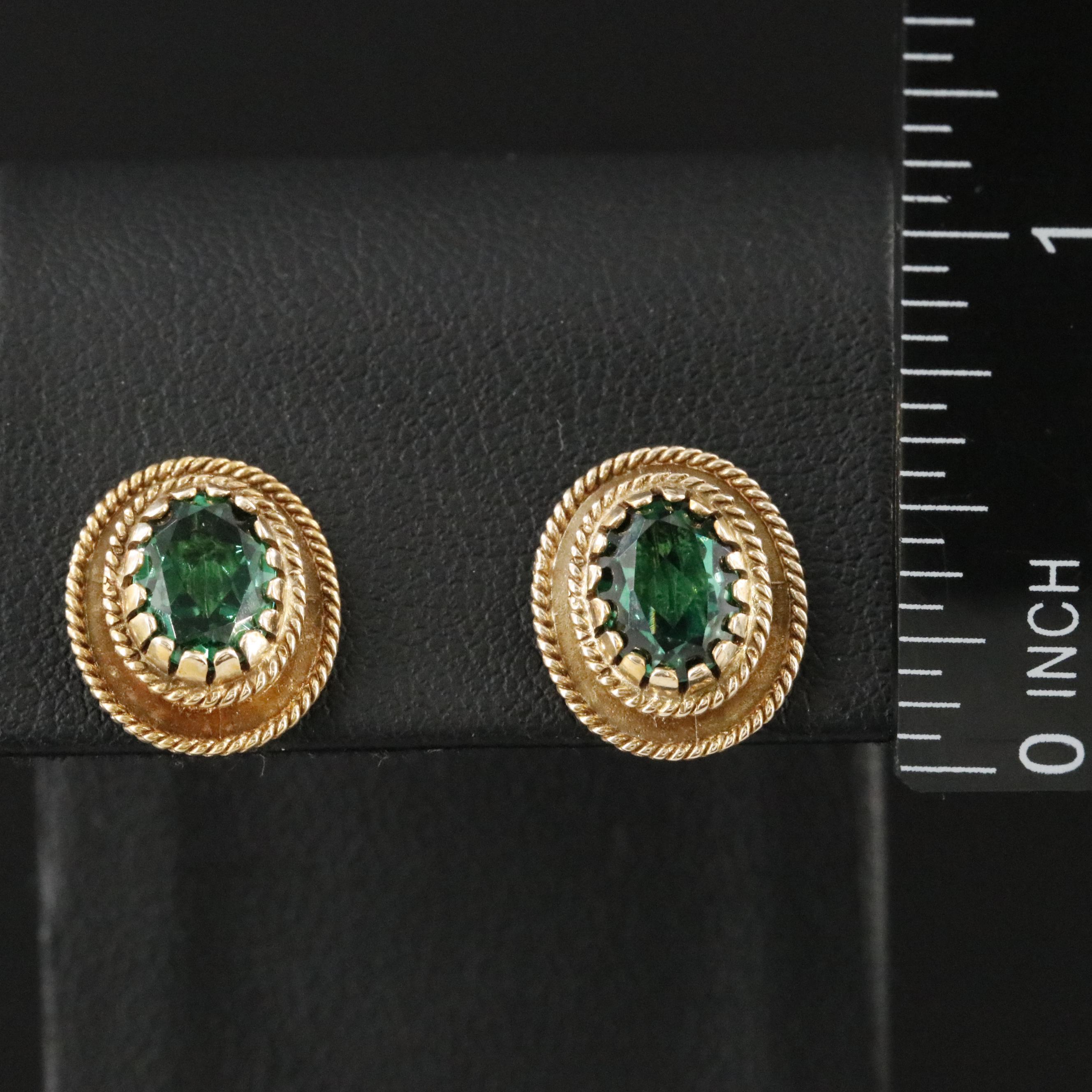 14K Spinel Triplet Oval Earrings