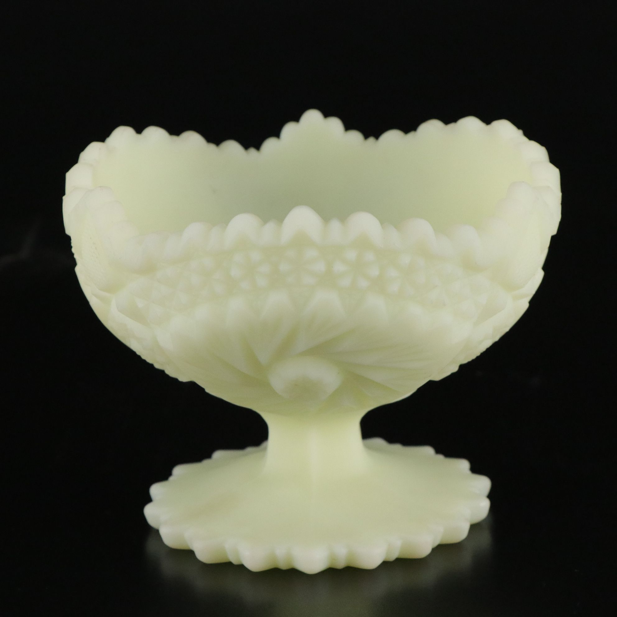 Fenton Satin Custard Glass Compote