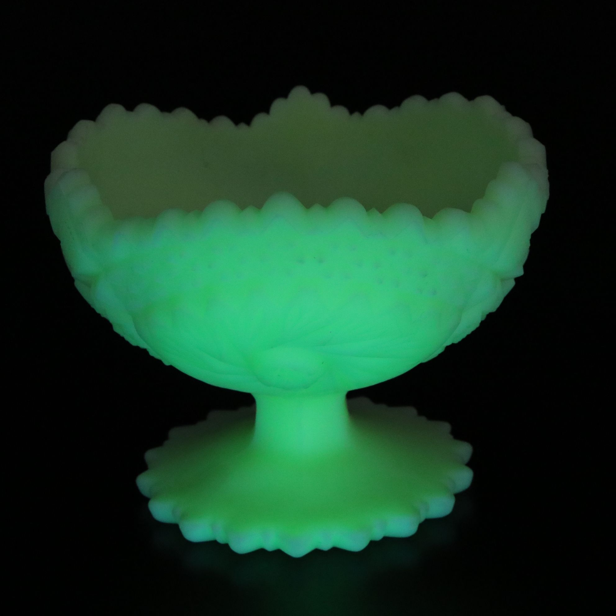 Fenton Satin Custard Glass Compote