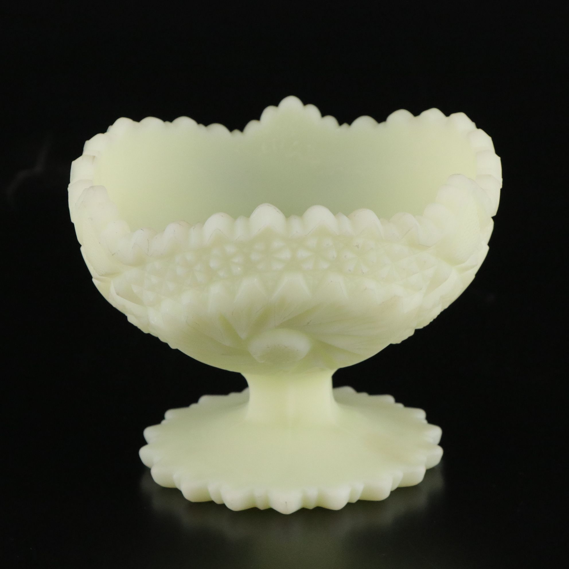Fenton Satin Custard Glass Compote
