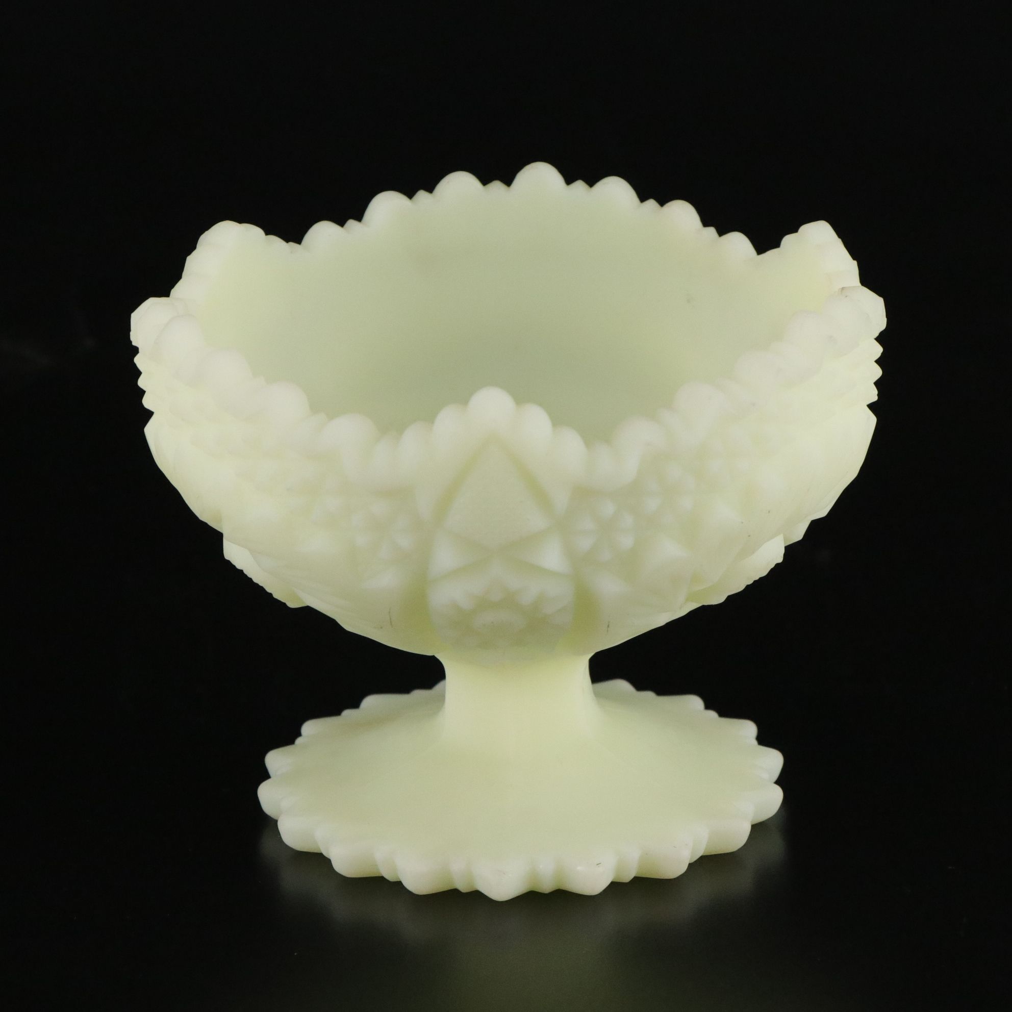 Fenton Satin Custard Glass Compote