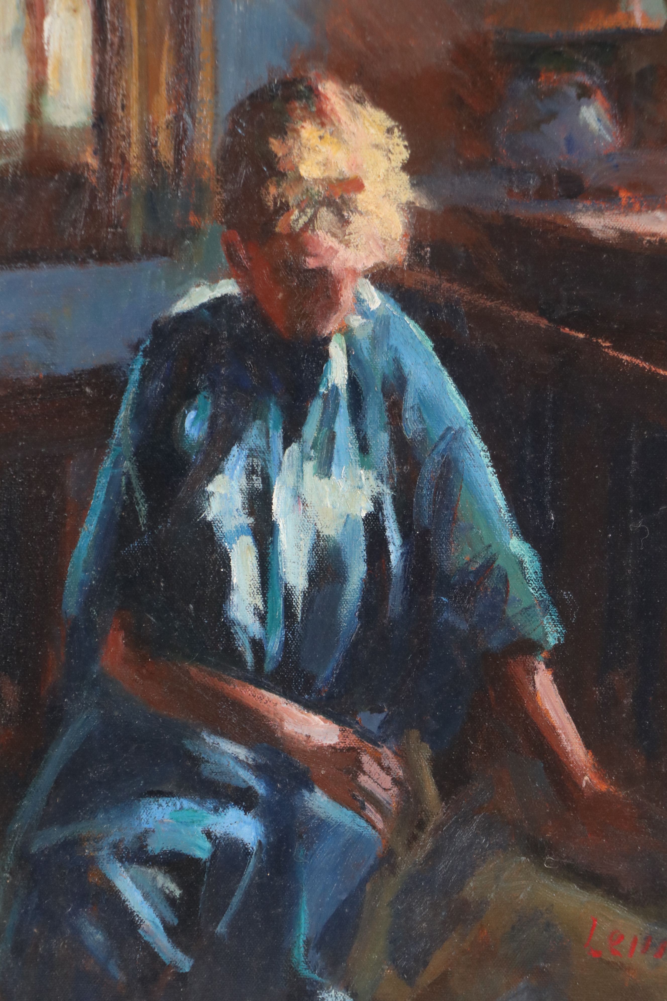 Bernard Lennon Oil Painting "Seated Figure," Late 20th Century