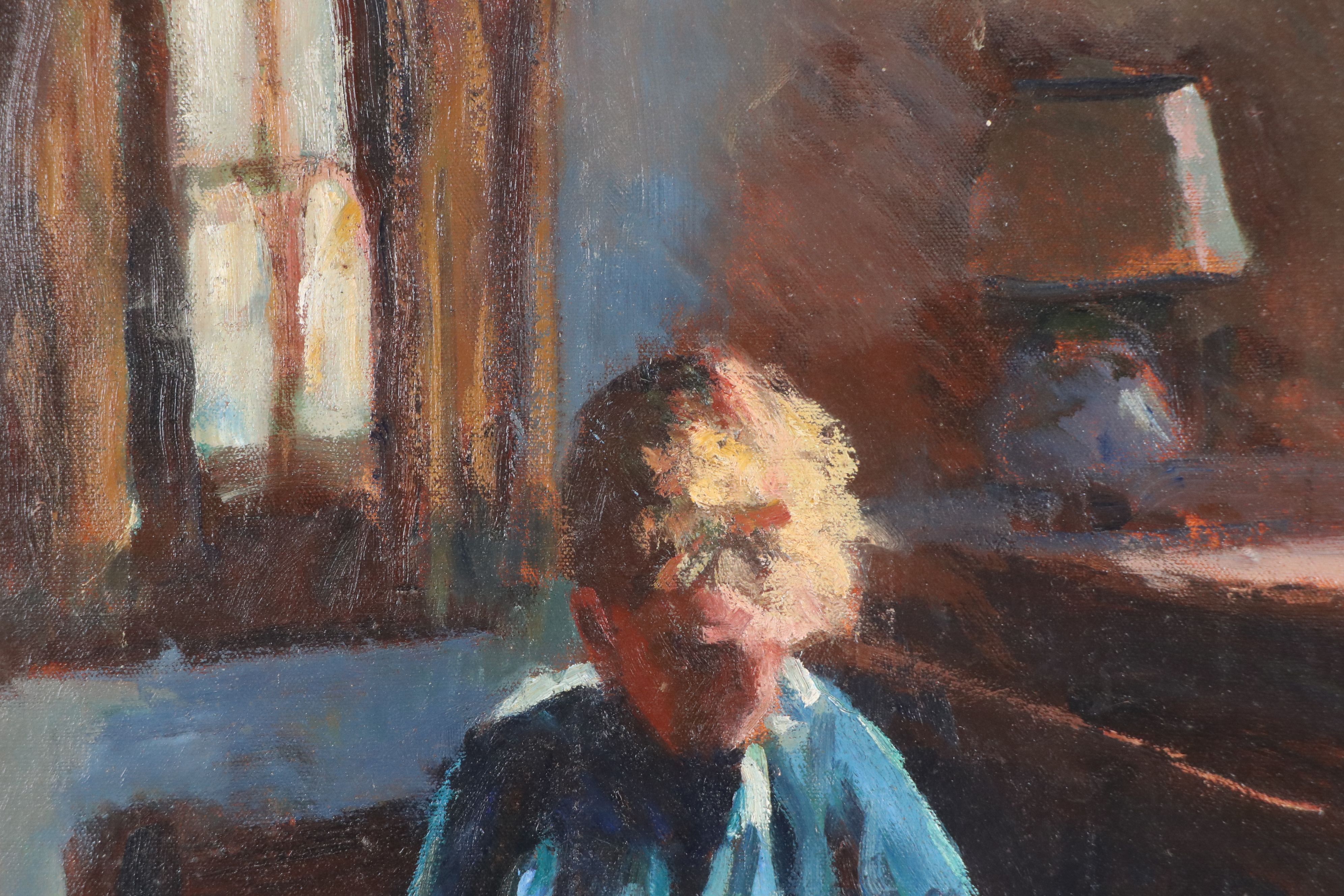 Bernard Lennon Oil Painting "Seated Figure," Late 20th Century