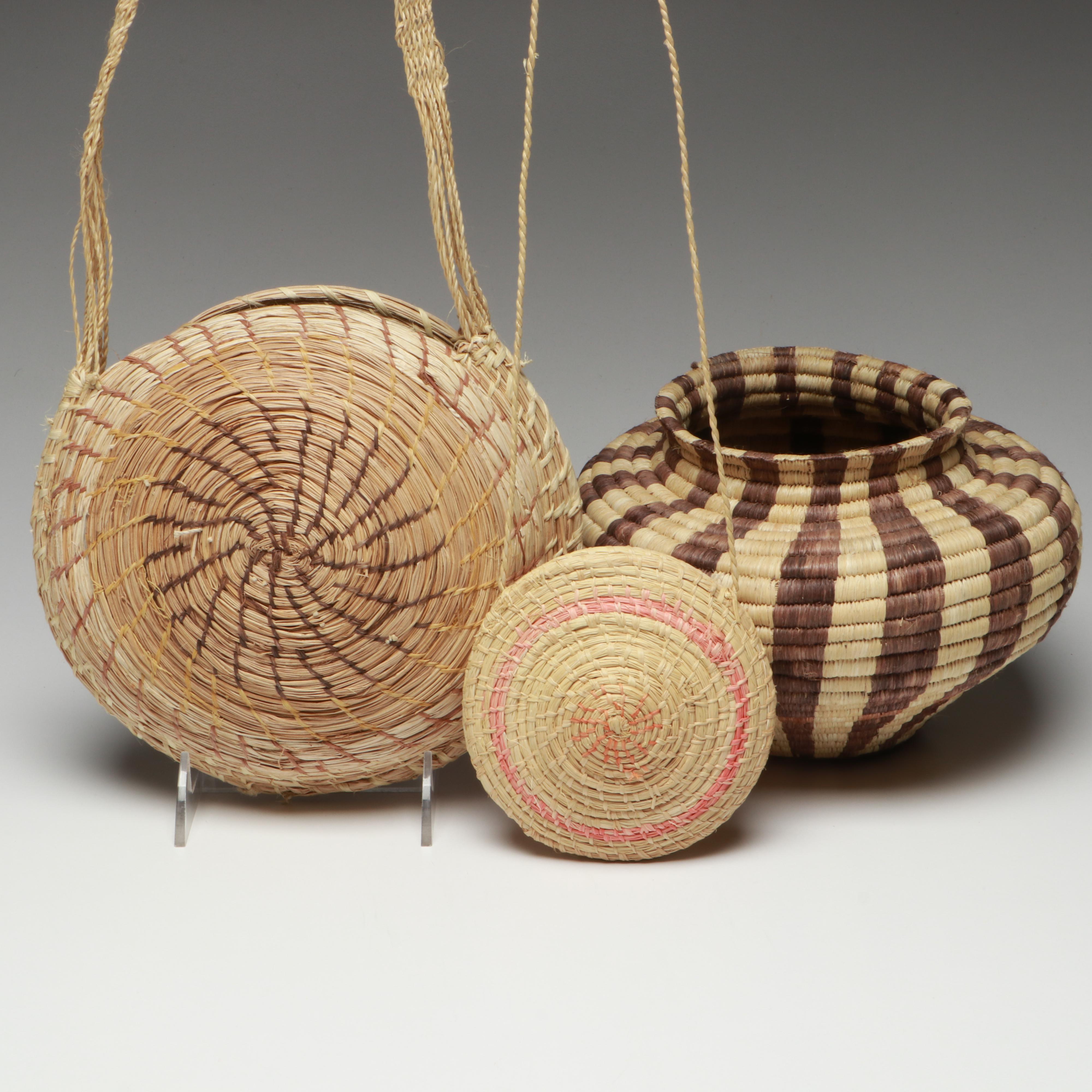 Amazon Rainforest Yagua and Warao Peoples Handwoven Chambrae Vine Baskets