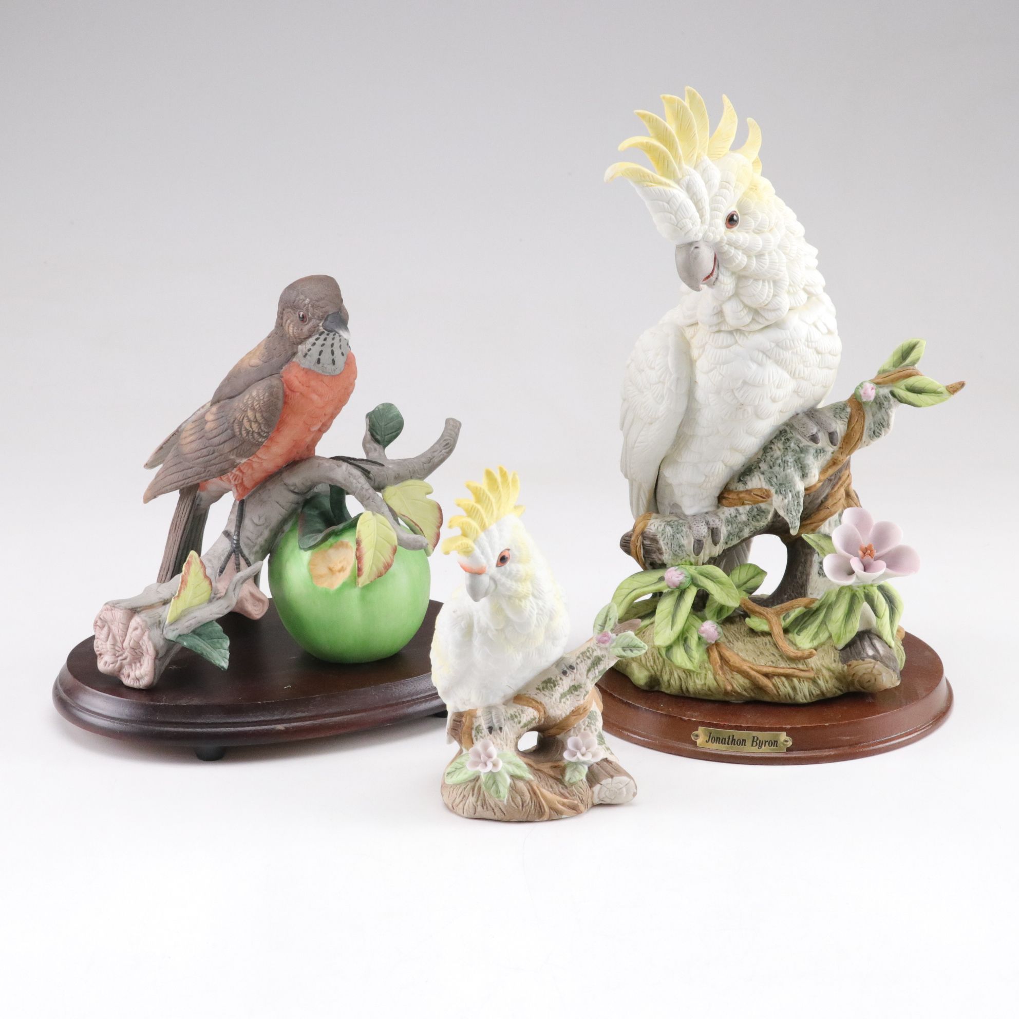 Royal Carlton and Arnart Bisque Porcelain Parrot and Robin Figurines
