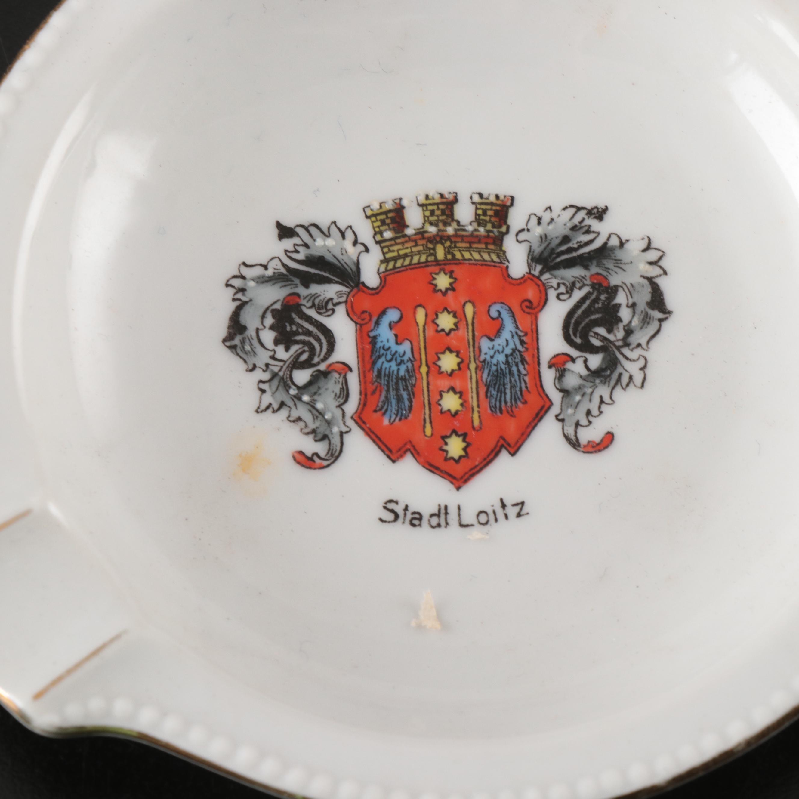 Souvenir Ashtrays with Ceramic Plates, and Bowl