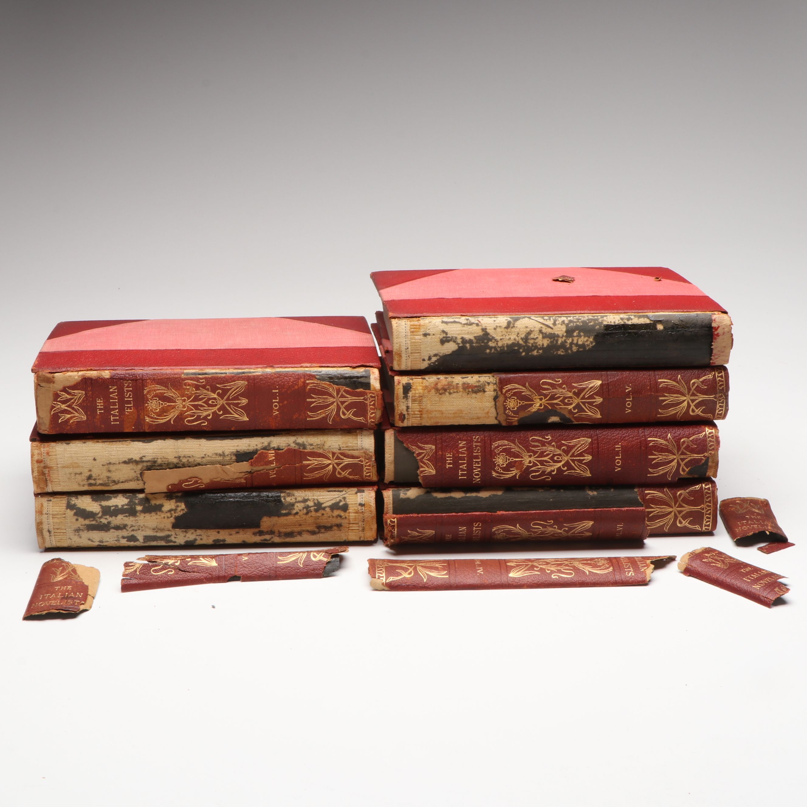 Leather Bound "The Italian Novelists" Complete Seven-Volume Set, 1901