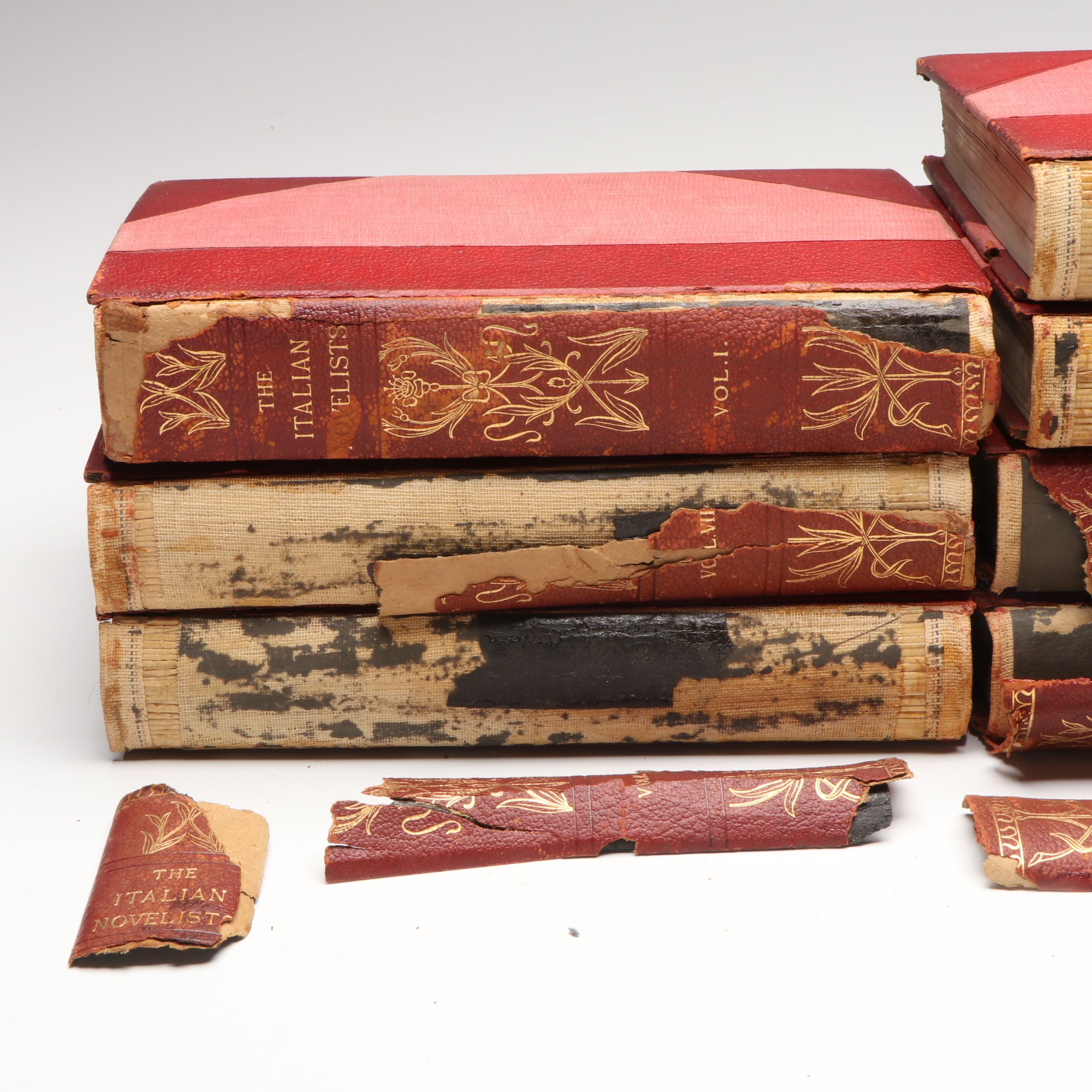 Leather Bound "The Italian Novelists" Complete Seven-Volume Set, 1901