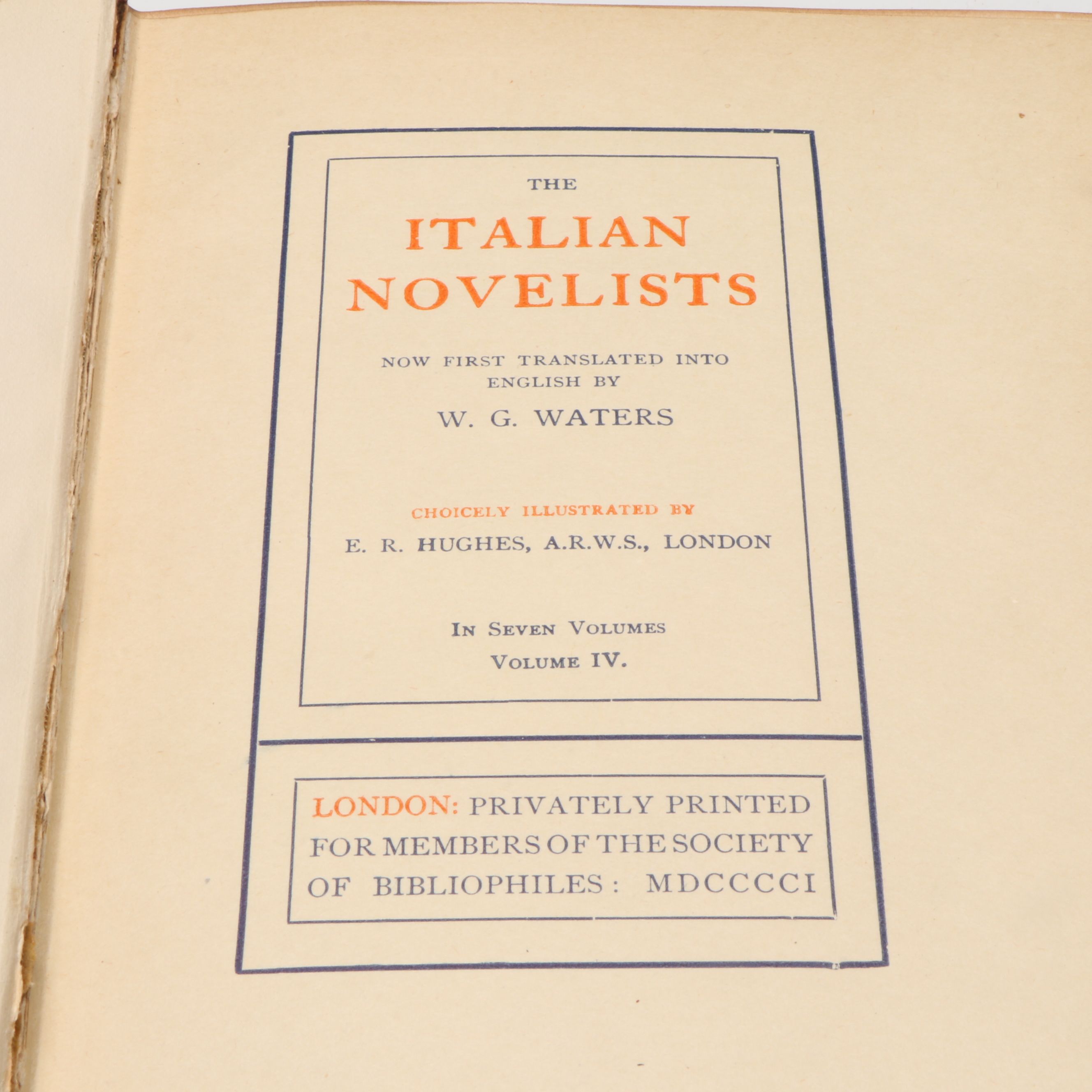 Leather Bound "The Italian Novelists" Complete Seven-Volume Set, 1901
