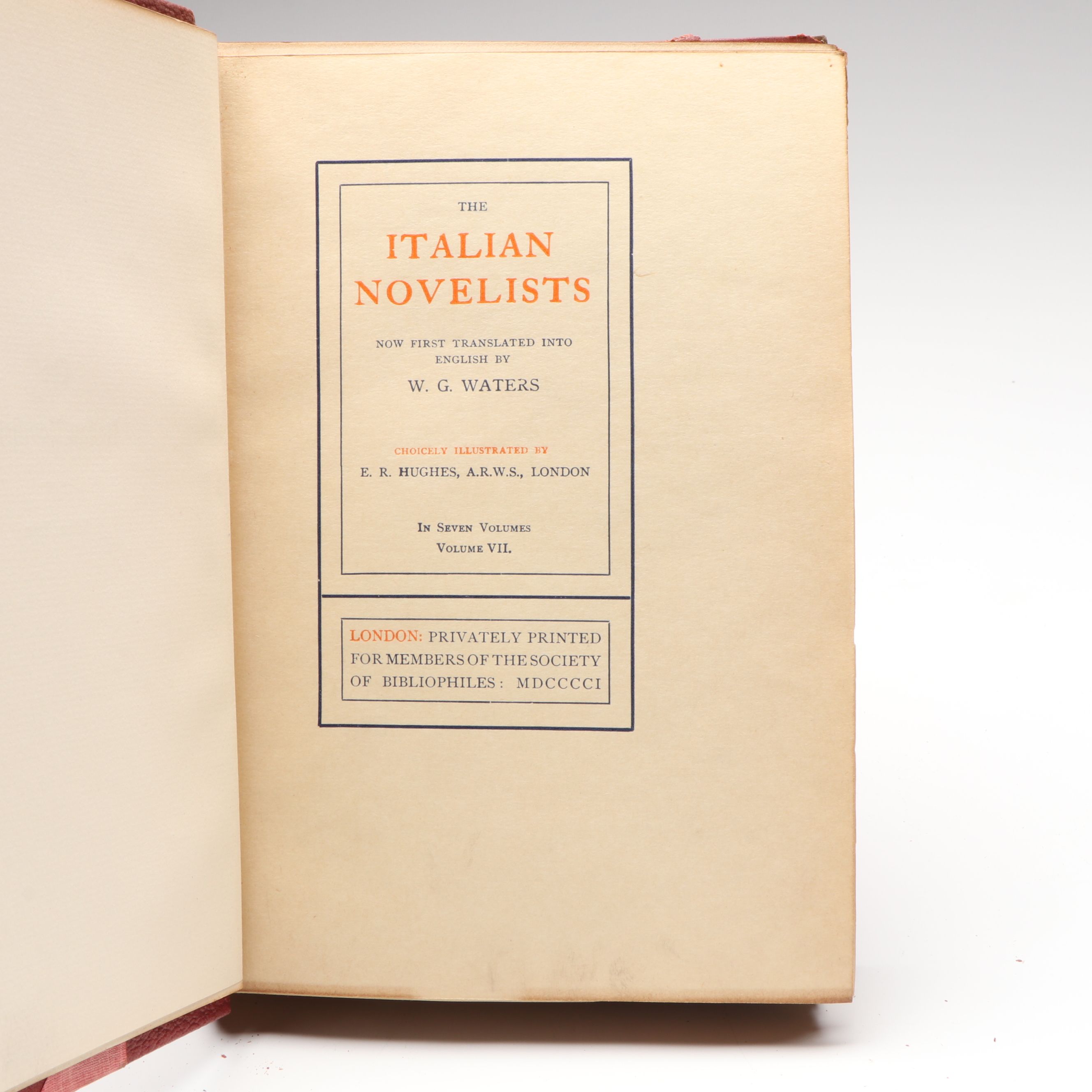 Leather Bound "The Italian Novelists" Complete Seven-Volume Set, 1901