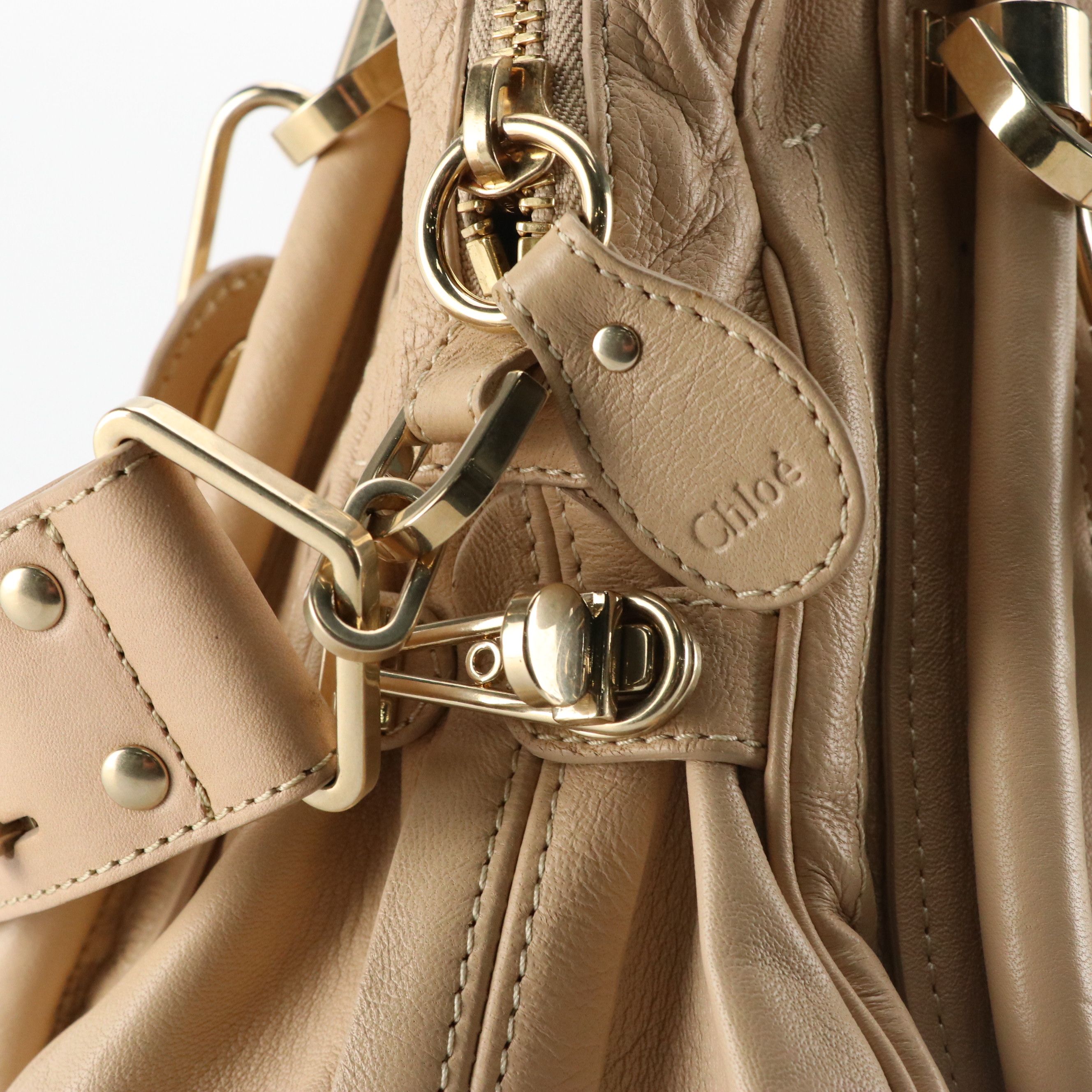 Chloe Paraty Bag in Studded Beige Leather