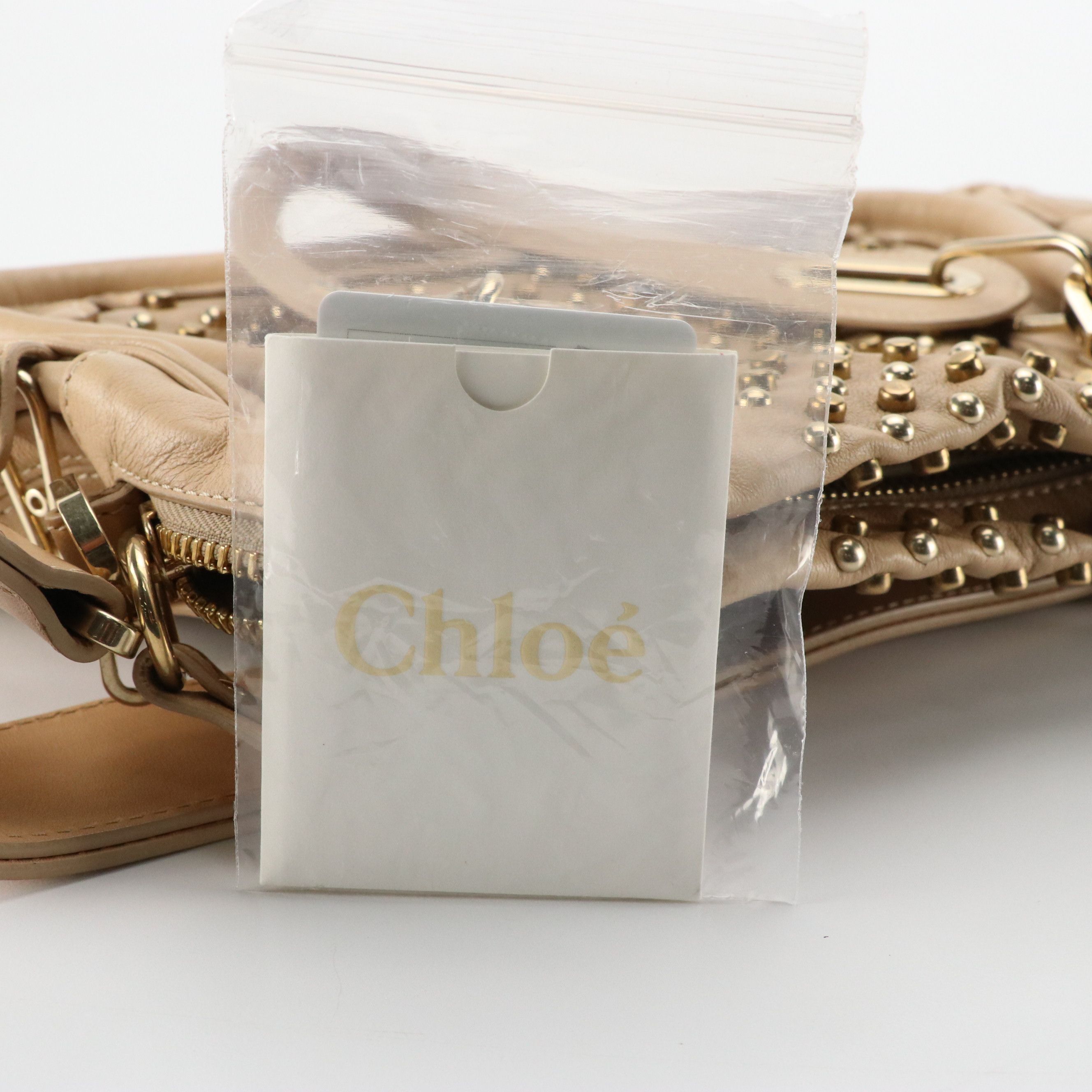 Chloe Paraty Bag in Studded Beige Leather