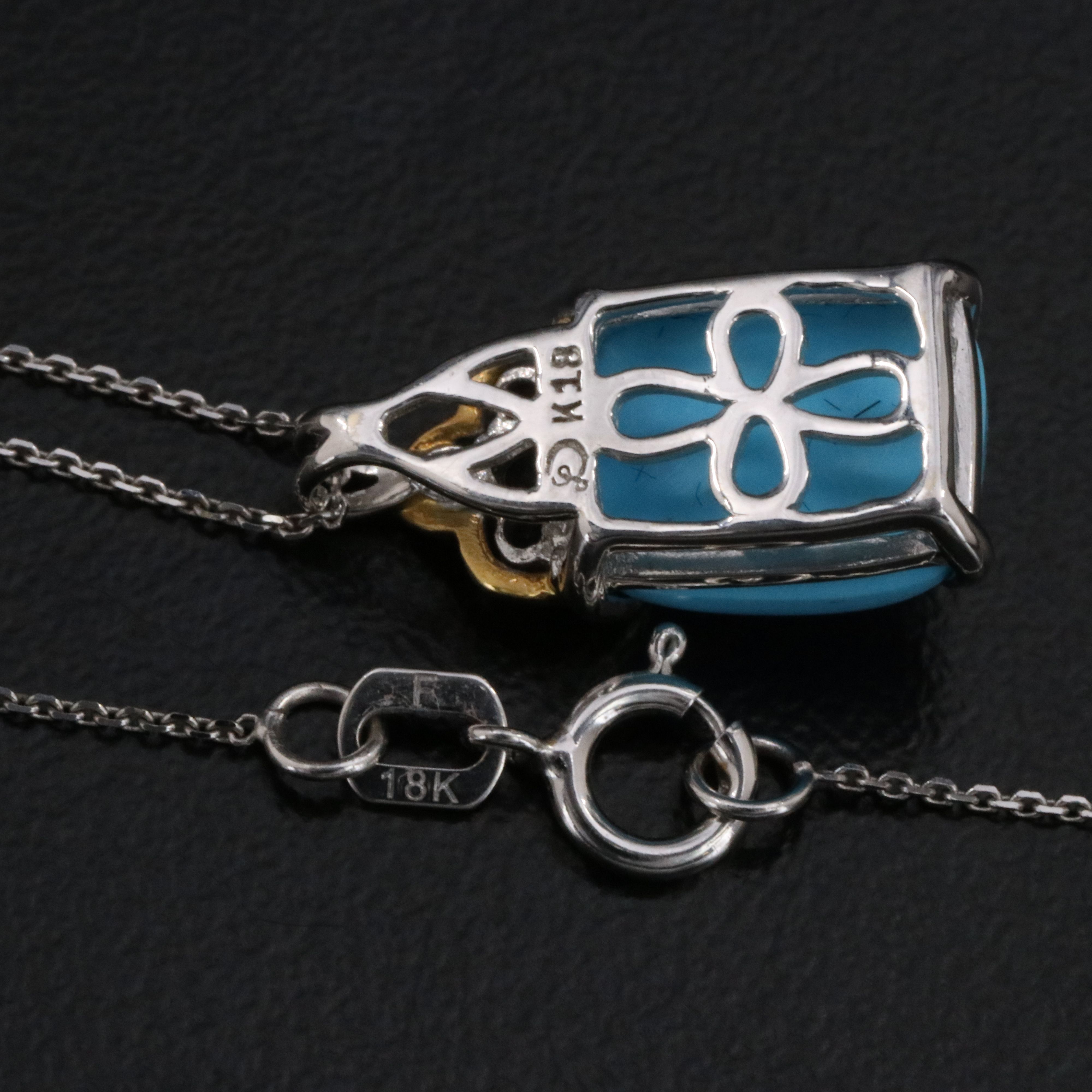 18K Turquoise and Amethyst Pendant Necklace