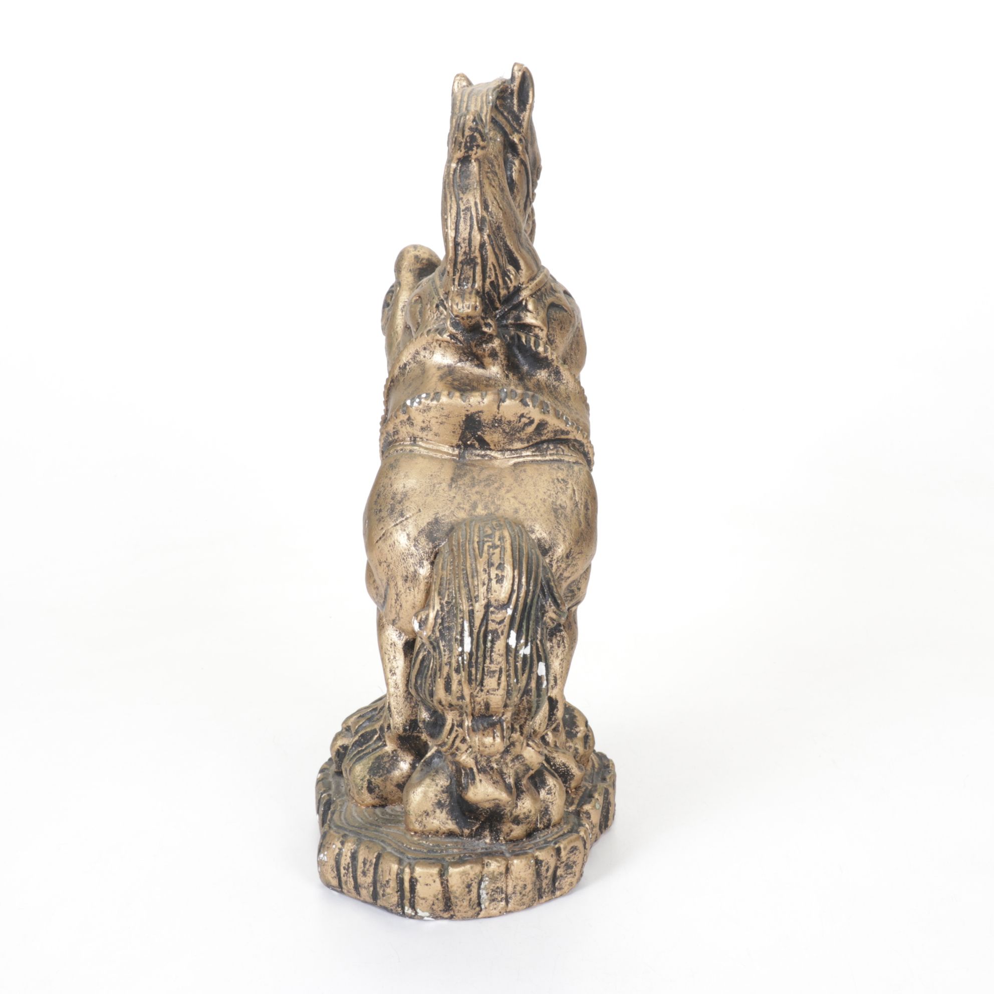 Gold Painted Rearing Horse Figurine