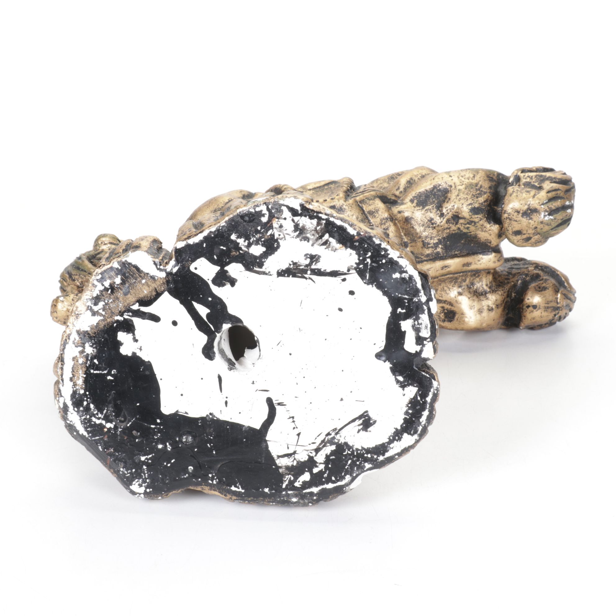 Gold Painted Rearing Horse Figurine