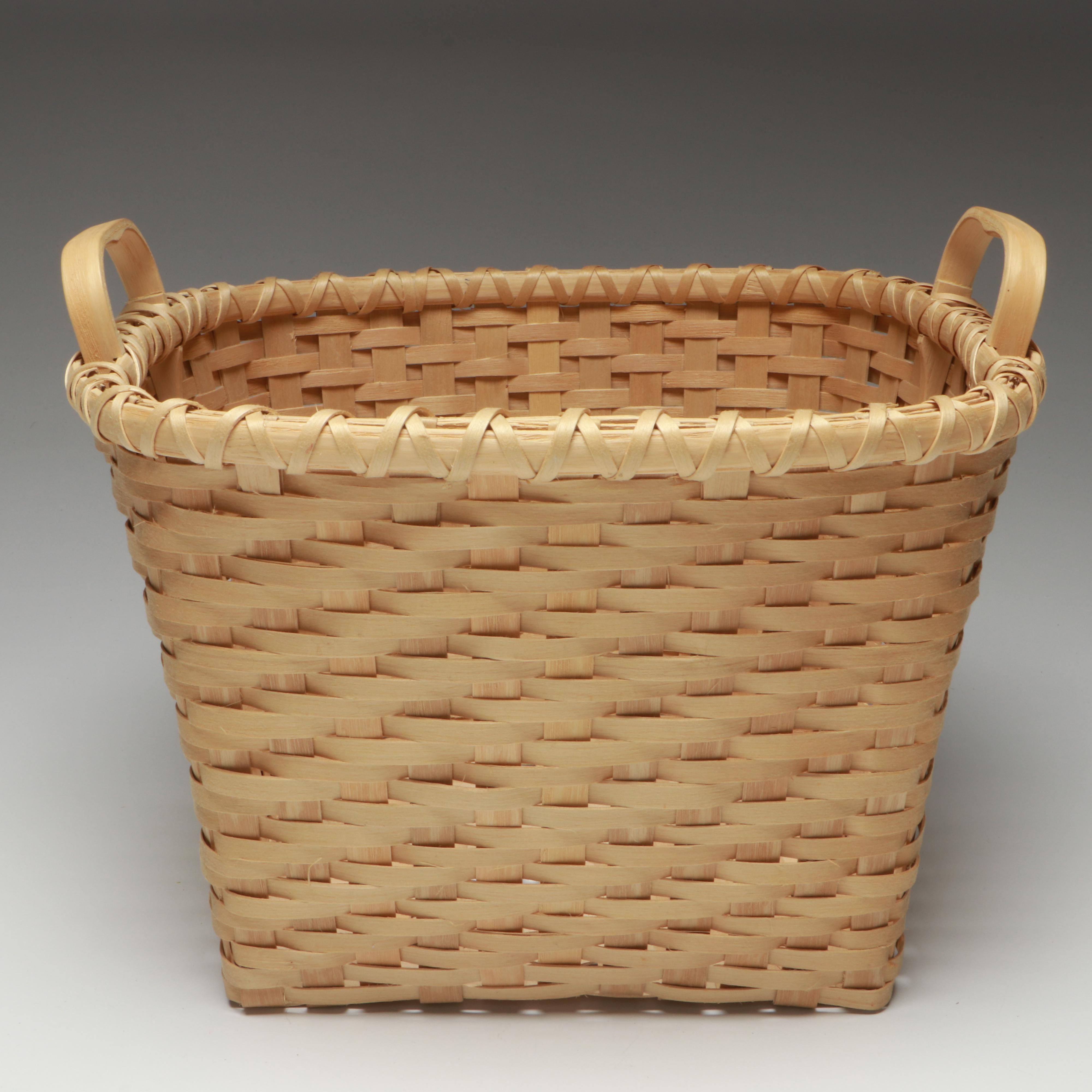 Mohawk Artisan Crafted Black Ash Corn Washing Basket and Lidded Baskets