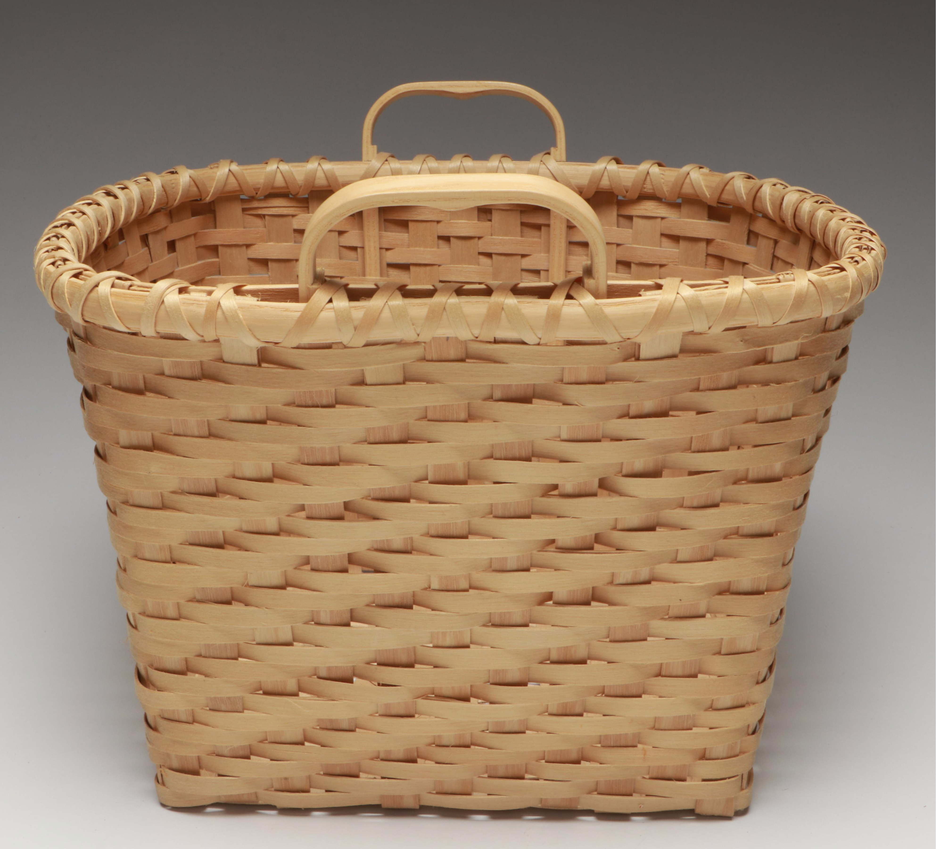 Mohawk Artisan Crafted Black Ash Corn Washing Basket and Lidded Baskets