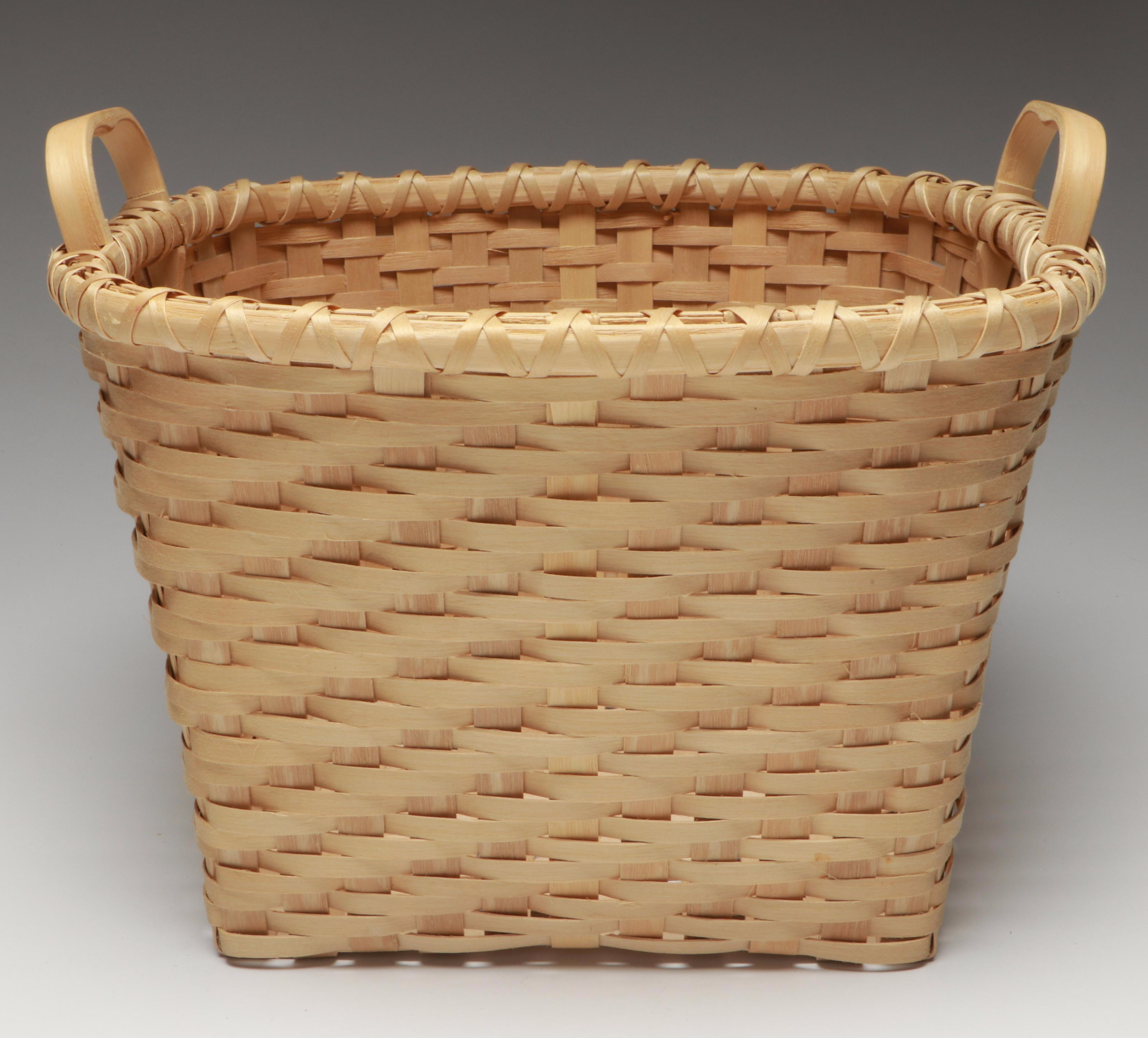 Mohawk Artisan Crafted Black Ash Corn Washing Basket and Lidded Baskets