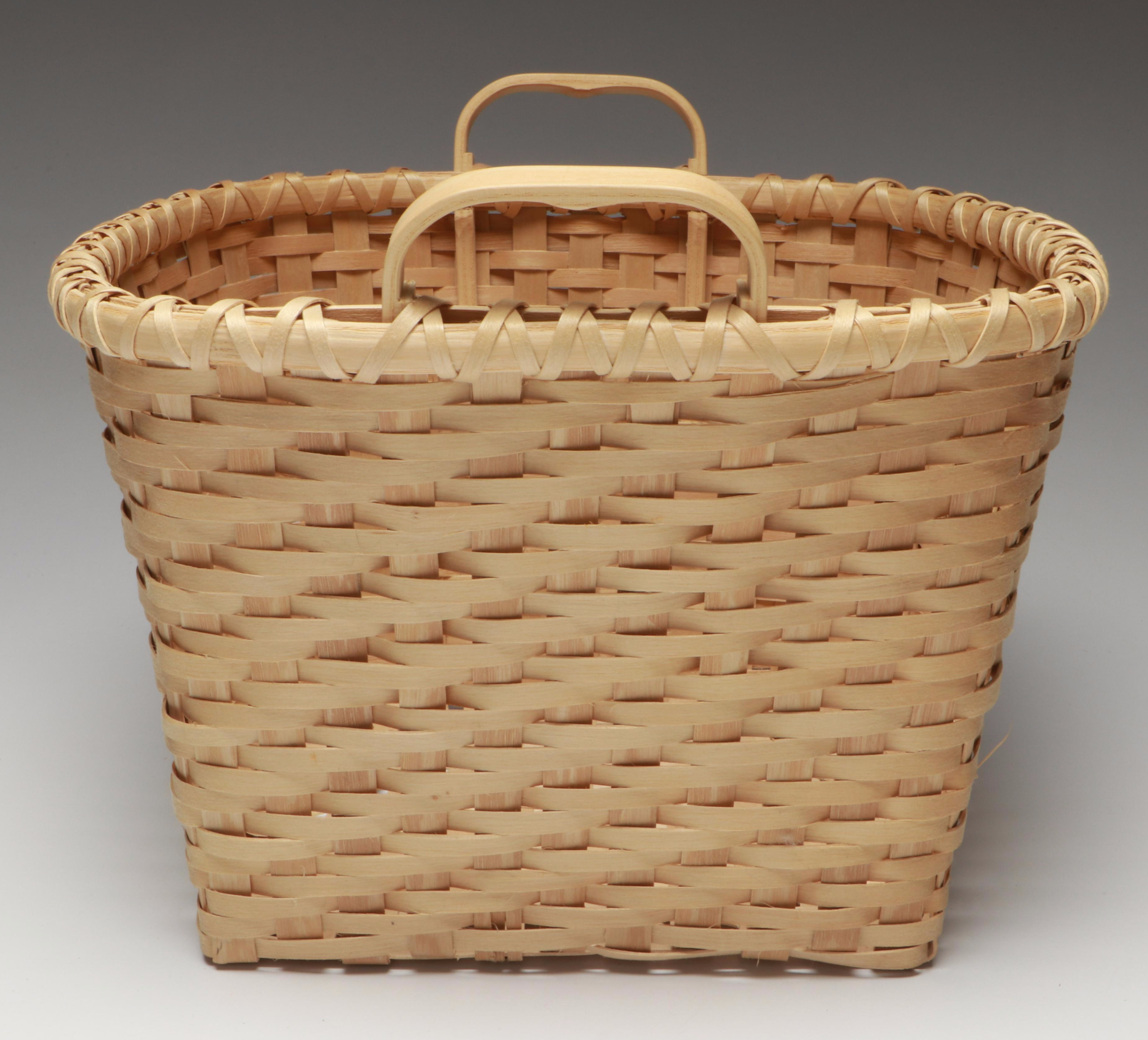 Mohawk Artisan Crafted Black Ash Corn Washing Basket and Lidded Baskets