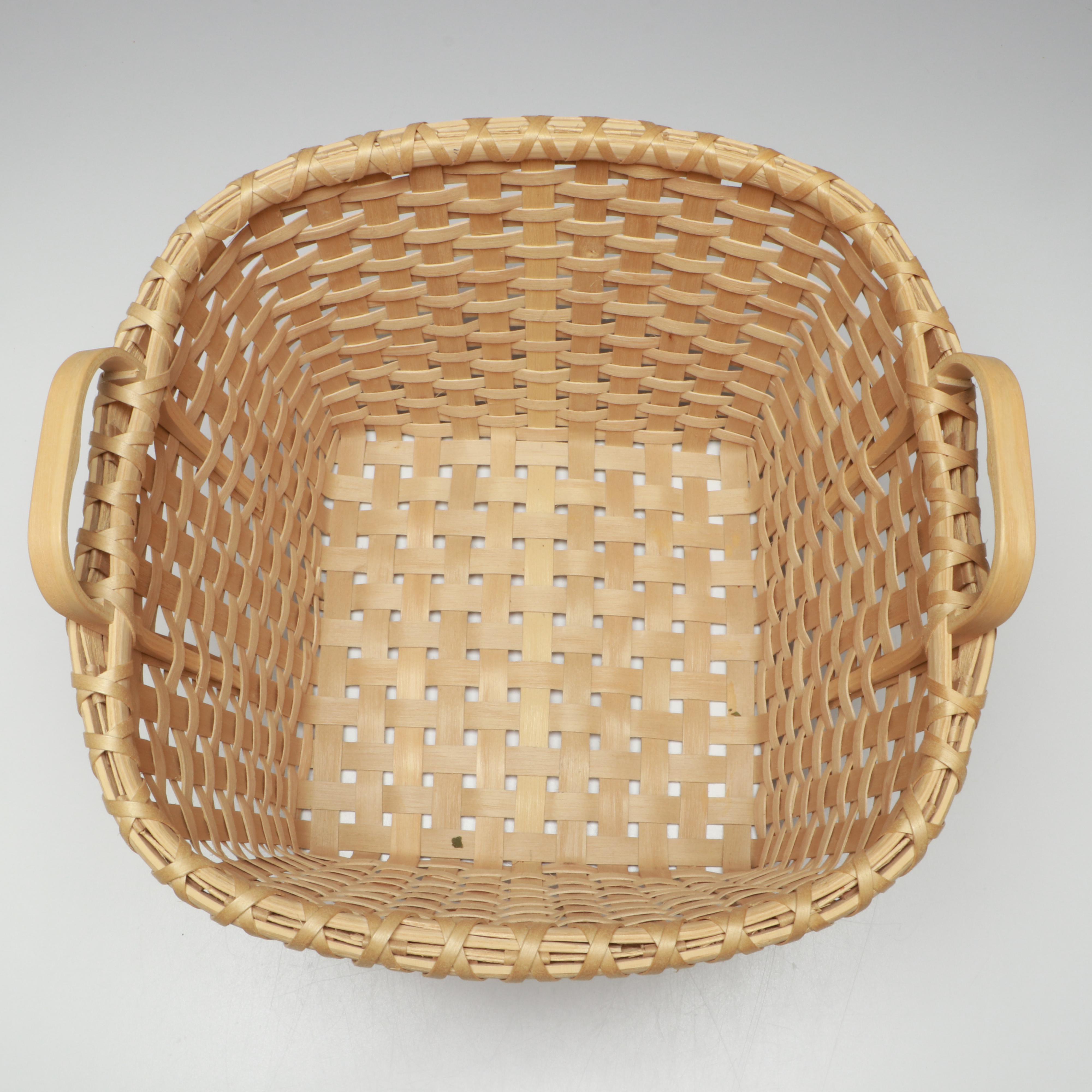 Mohawk Artisan Crafted Black Ash Corn Washing Basket and Lidded Baskets