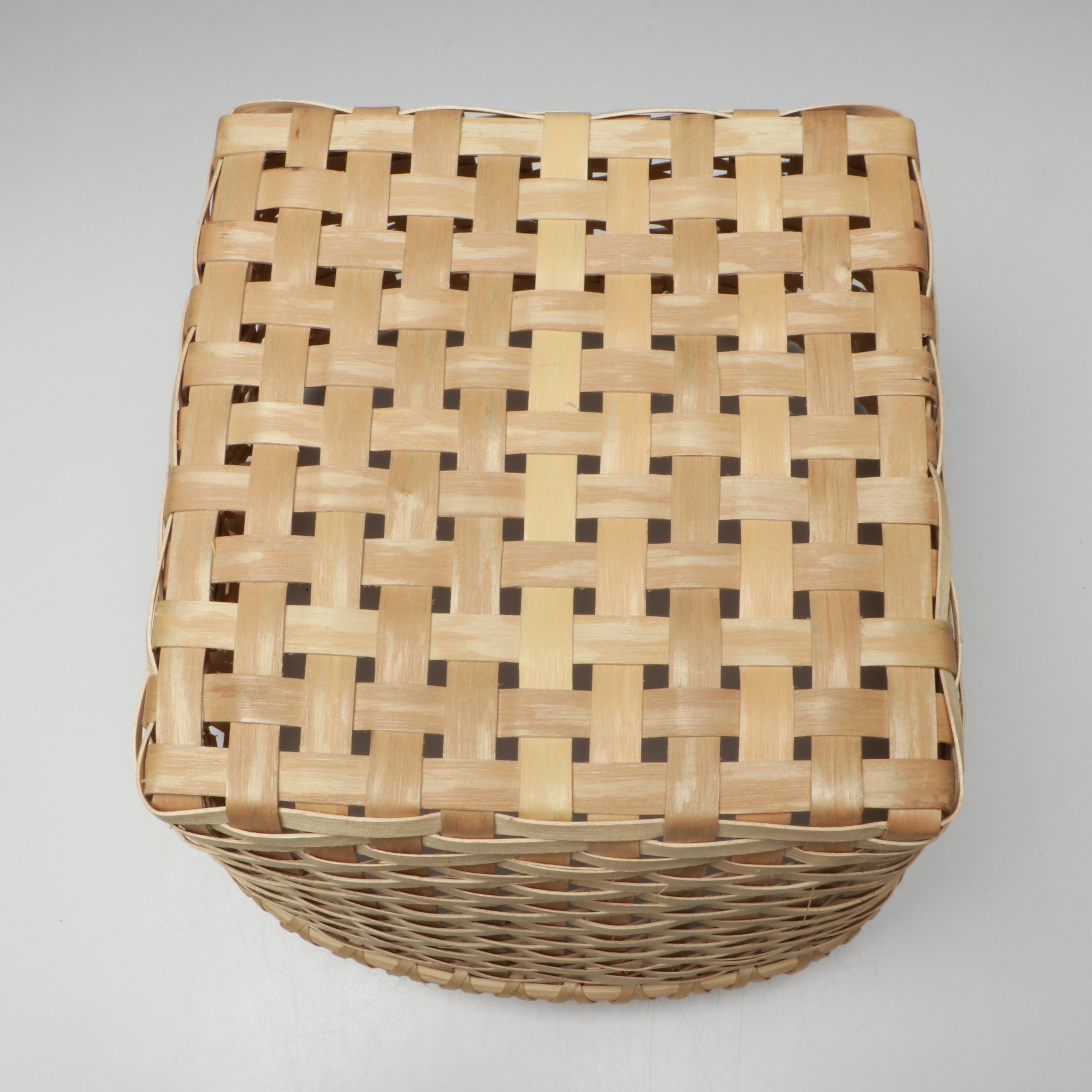 Mohawk Artisan Crafted Black Ash Corn Washing Basket and Lidded Baskets