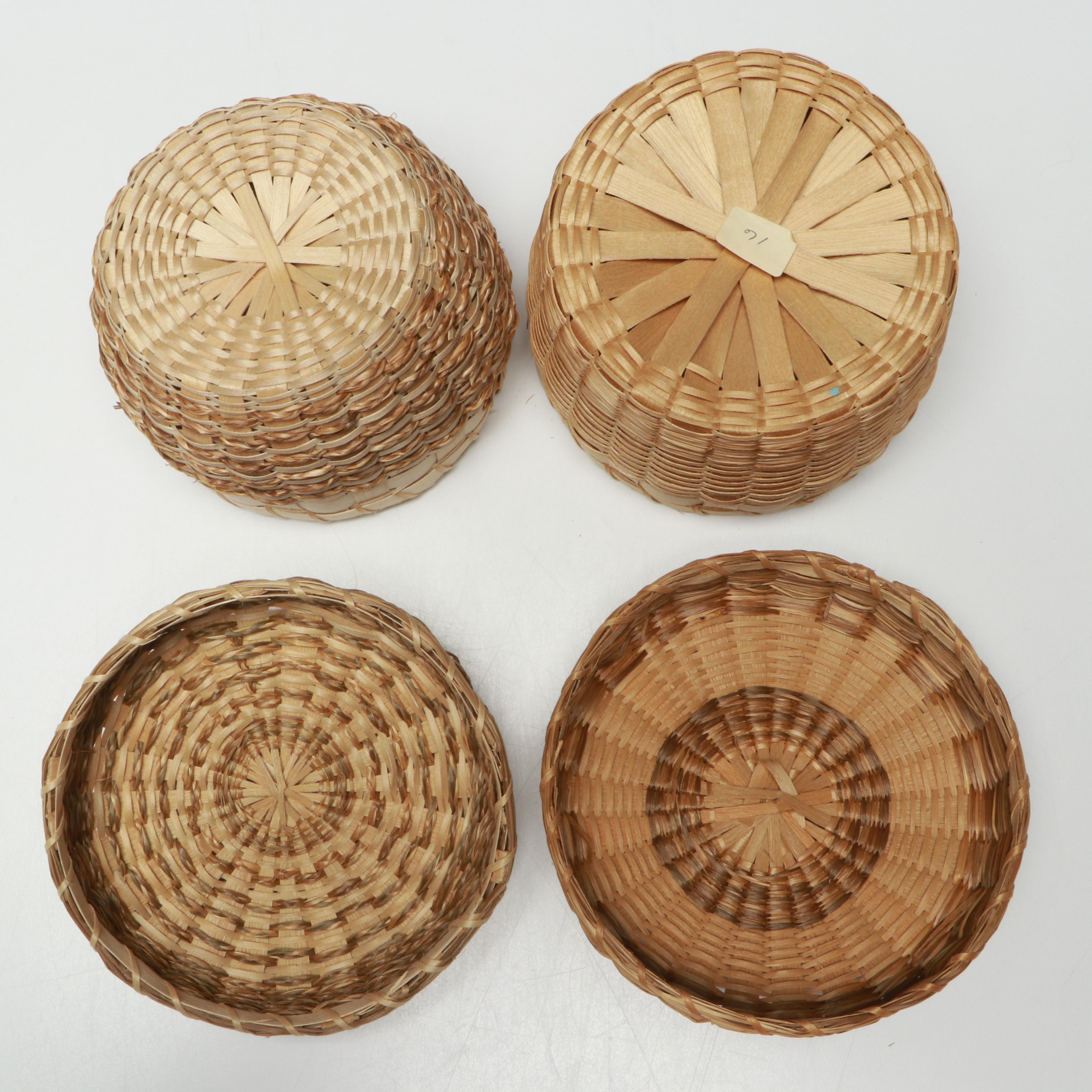 Mohawk Artisan Crafted Black Ash Corn Washing Basket and Lidded Baskets